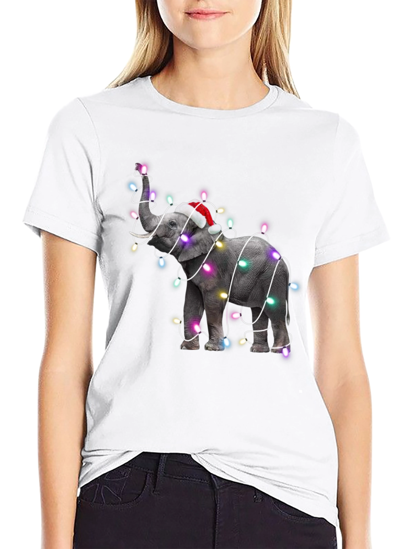 Festive Elephant Christmas Lights T-Shirt
