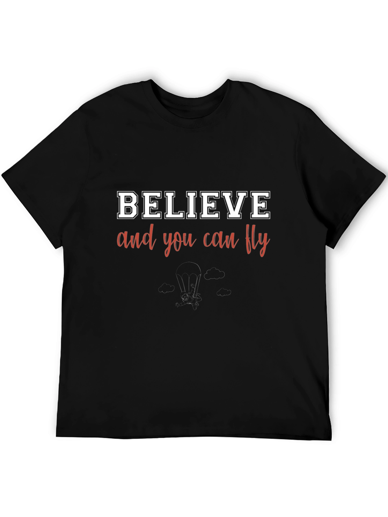 Believe You Can Fly Black Graphic T-Shirt