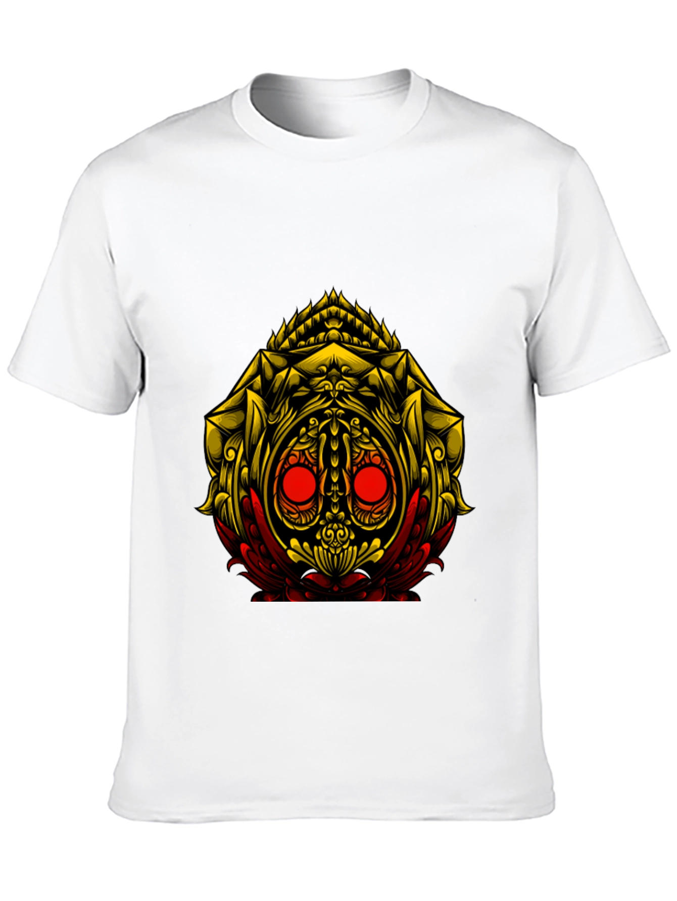 Unique Graphic Tee: Golden Skull Design
