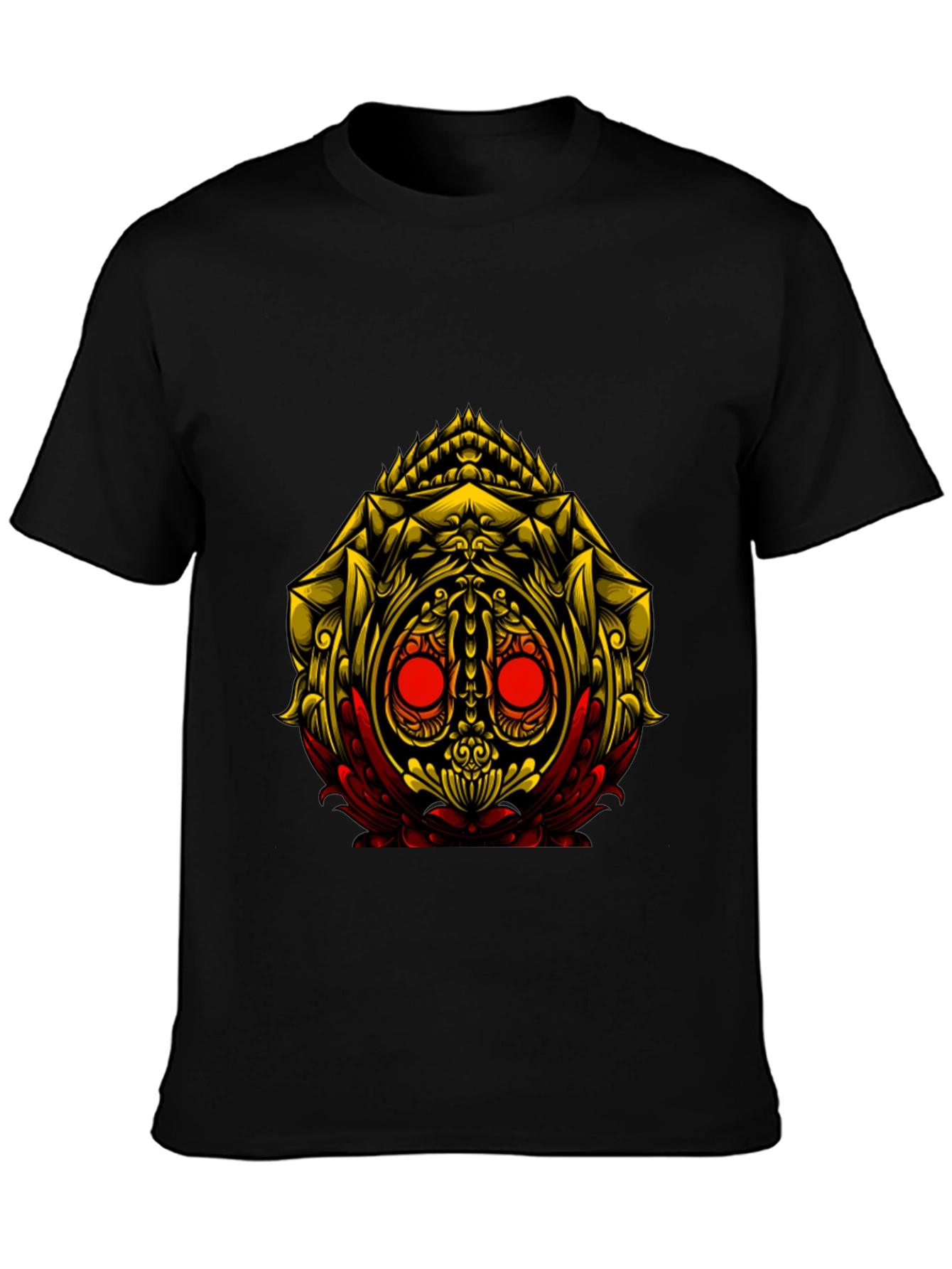 Unique Graphic Tee: Golden Skull Design
