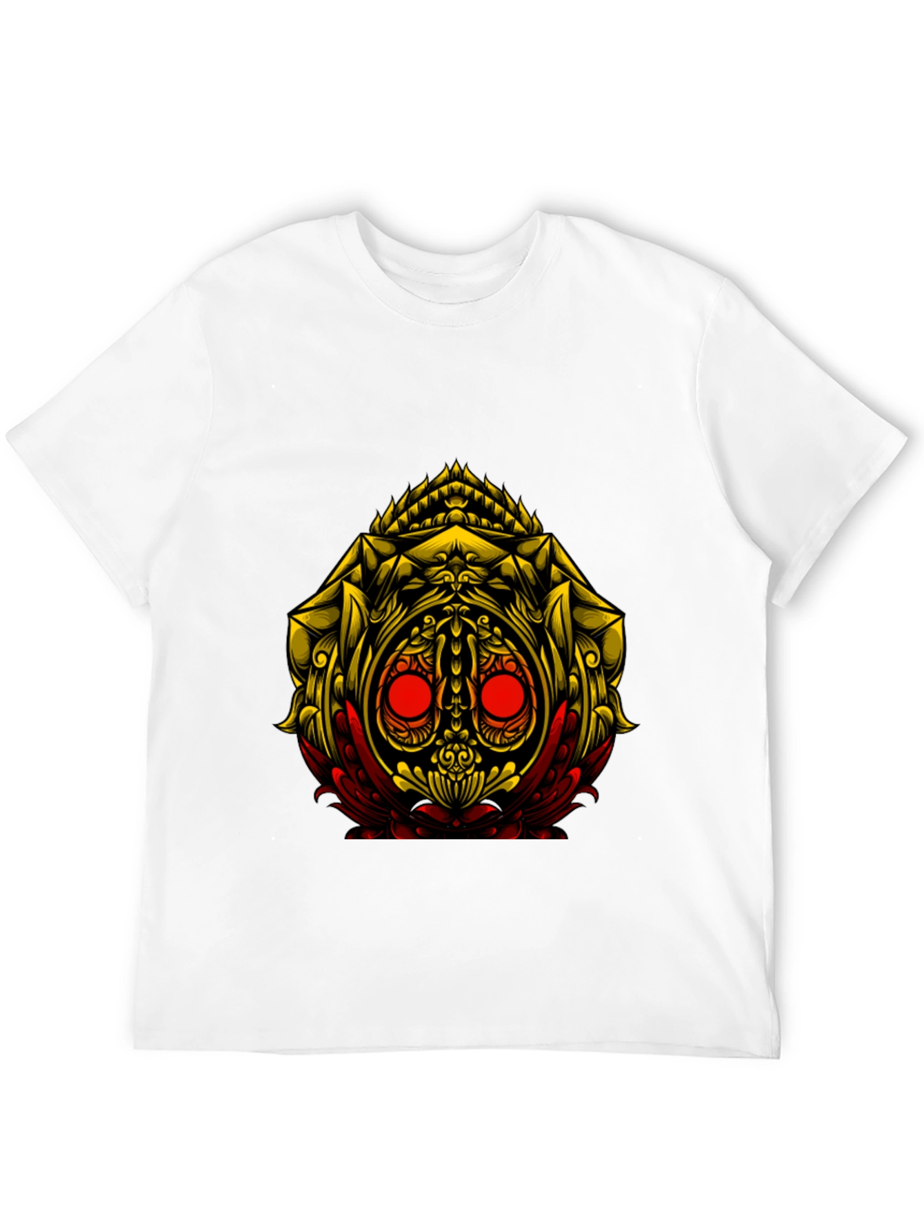 Unique Graphic Tee: Golden Skull Design