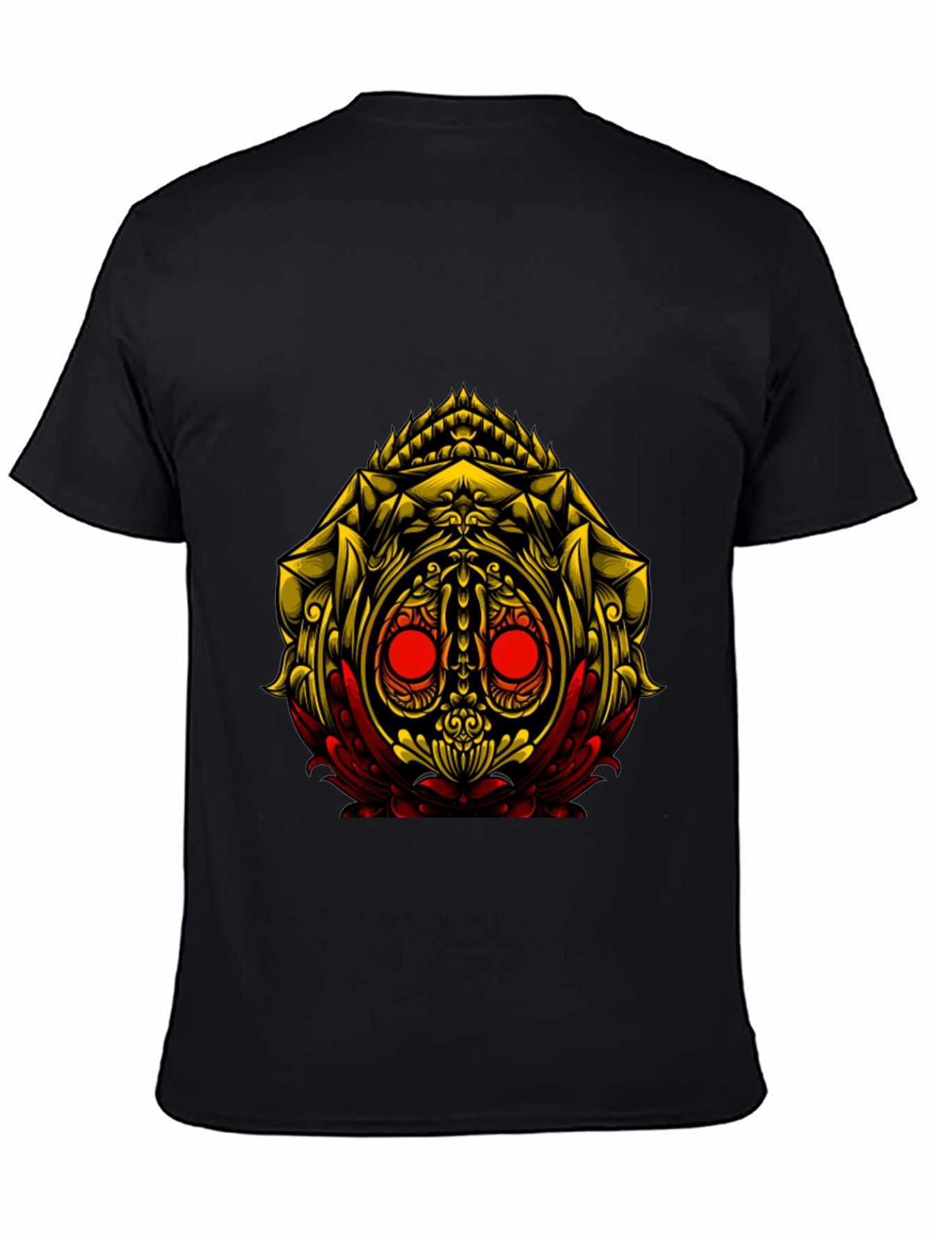 Unique Graphic Tee: Golden Skull Design