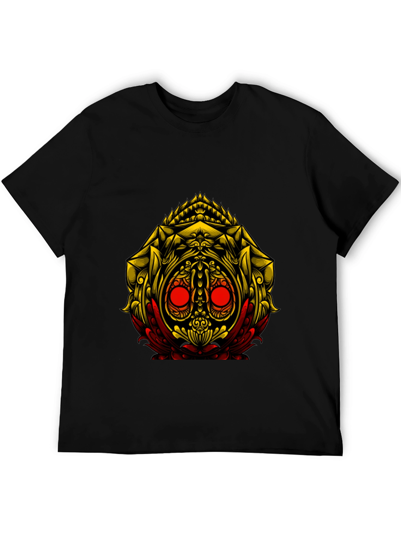 Unique Graphic Tee: Golden Skull Design