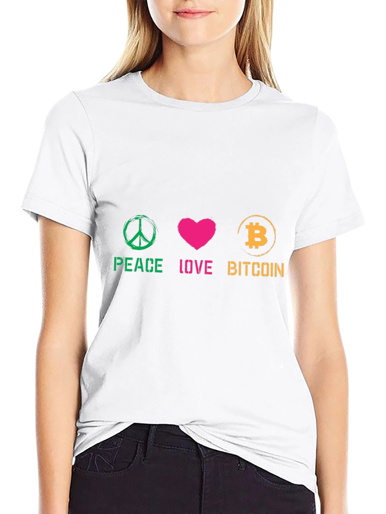 Peace Love Bitcoin Graphic Tee - Crypto Fan T-Shirt