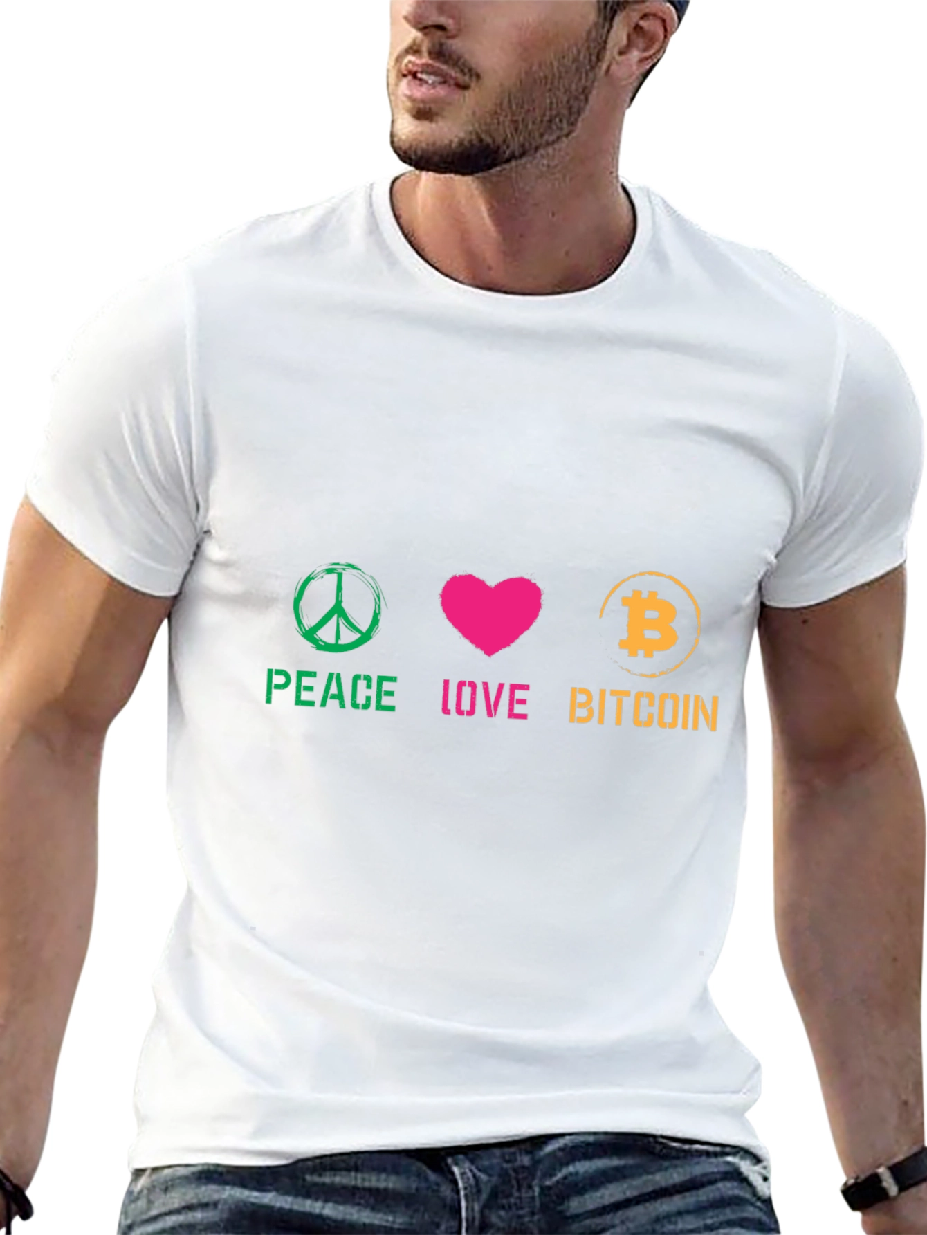 Peace Love Bitcoin Graphic Tee - Crypto Fan T-Shirt