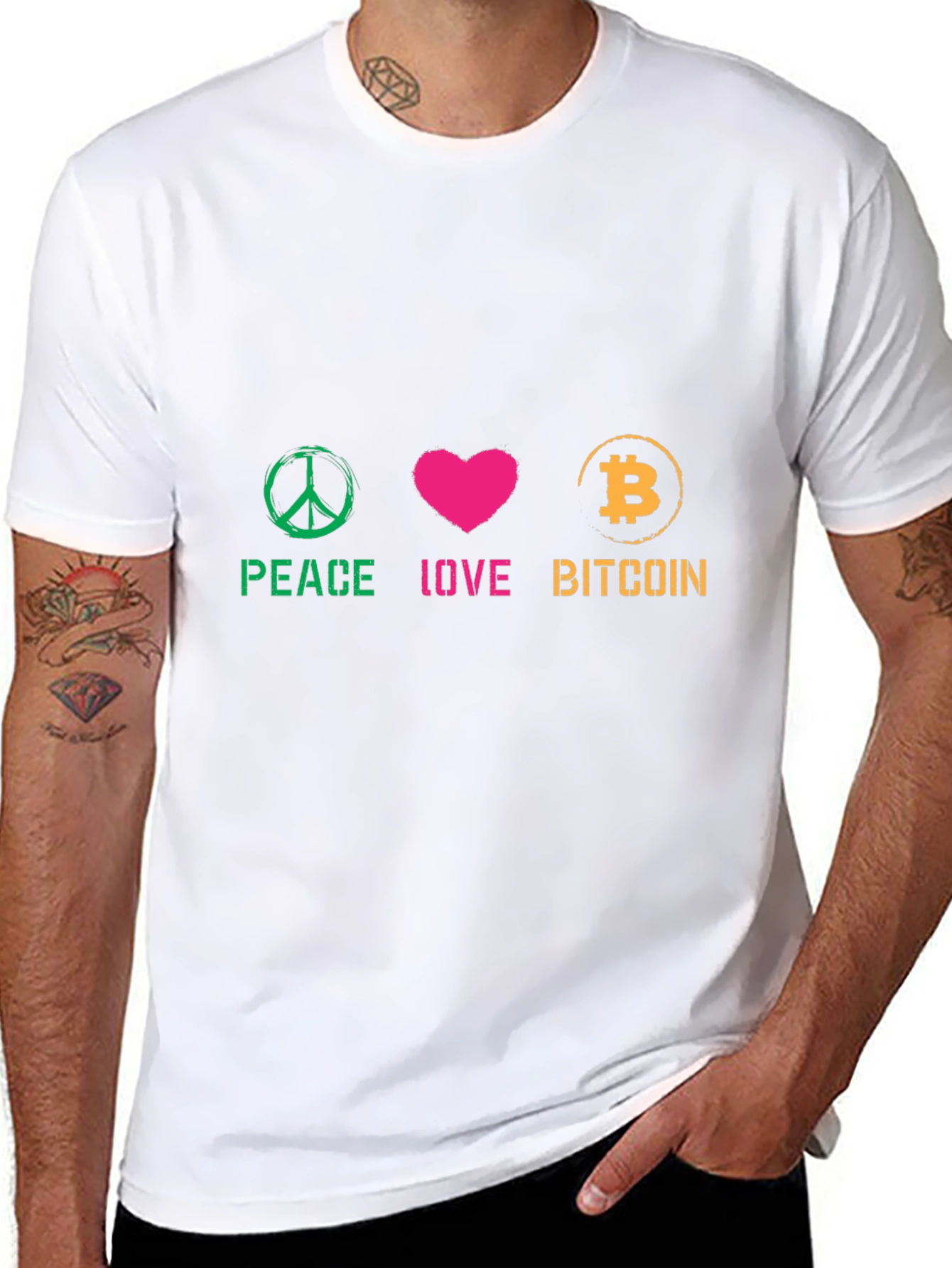 Peace Love Bitcoin Graphic Tee - Crypto Fan T-Shirt