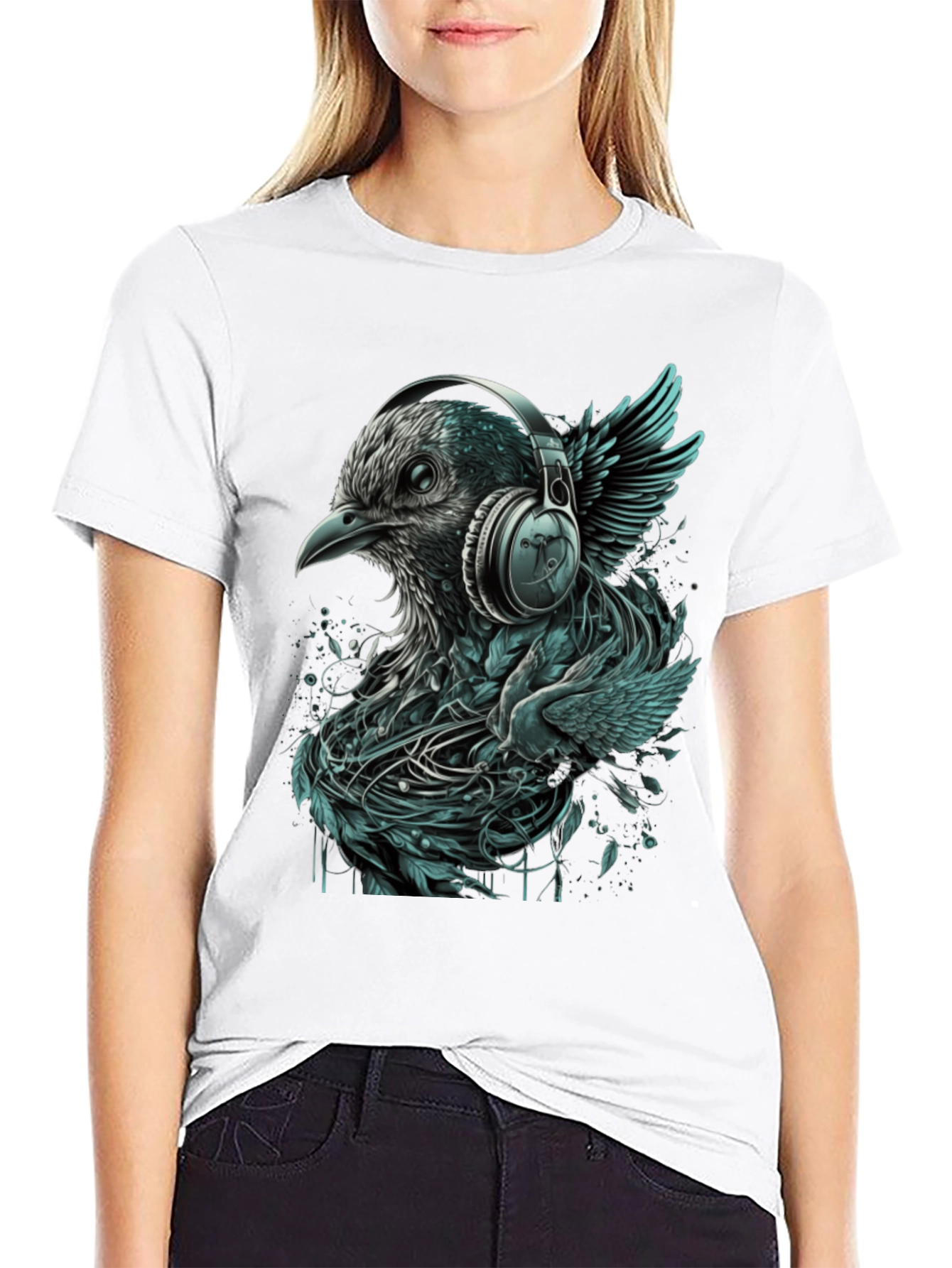 Bird with Headphones Graphic Tee