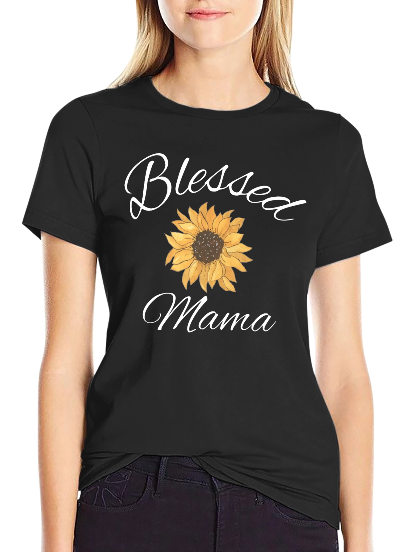 Blessed Mama Sunflower Graphic T-Shirt