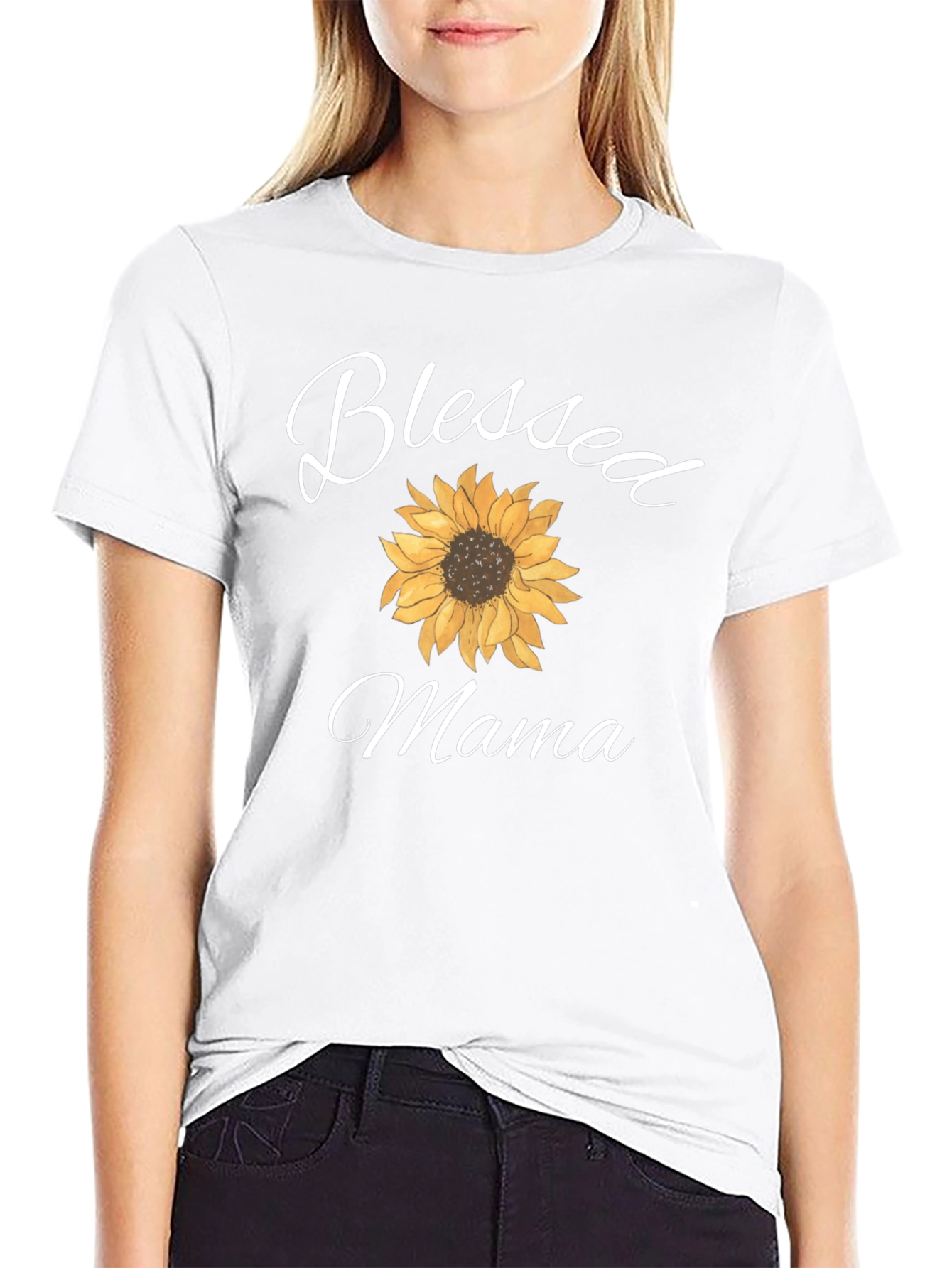 Blessed Mama Sunflower Graphic T-Shirt