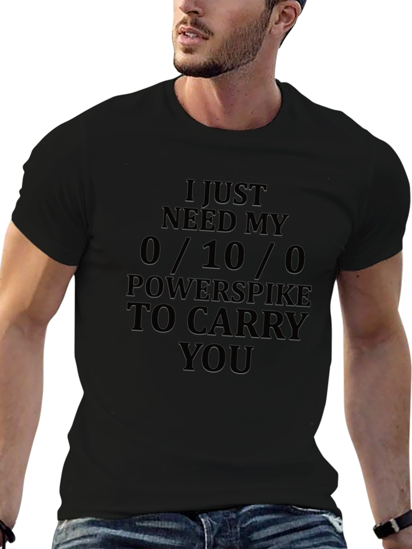 0/10/0 Powerspike Mens Black T-Shirt - Gamer Tee