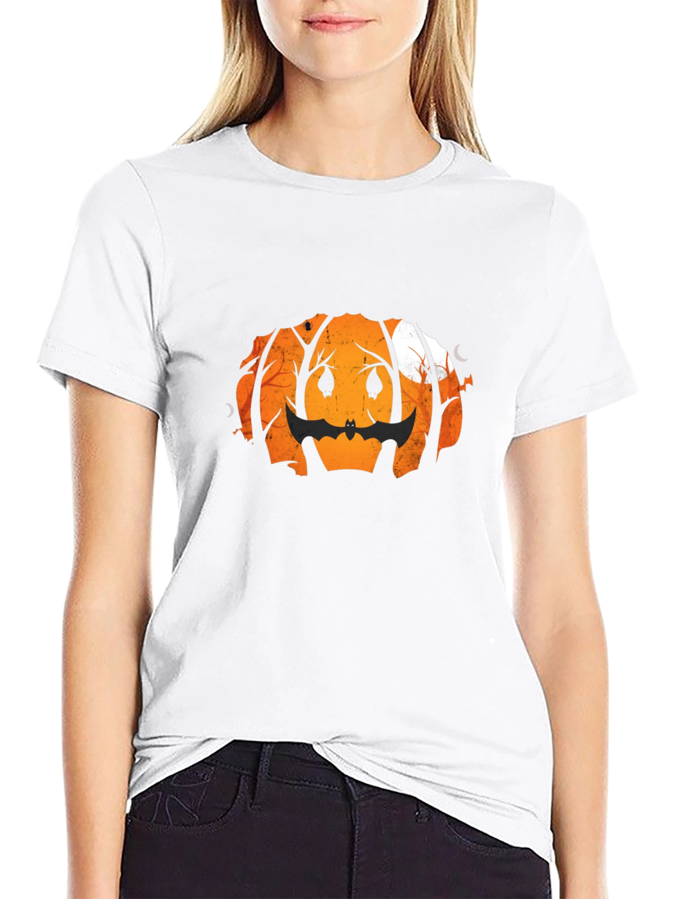 Halloween Pumpkin Bat Graphic Tee