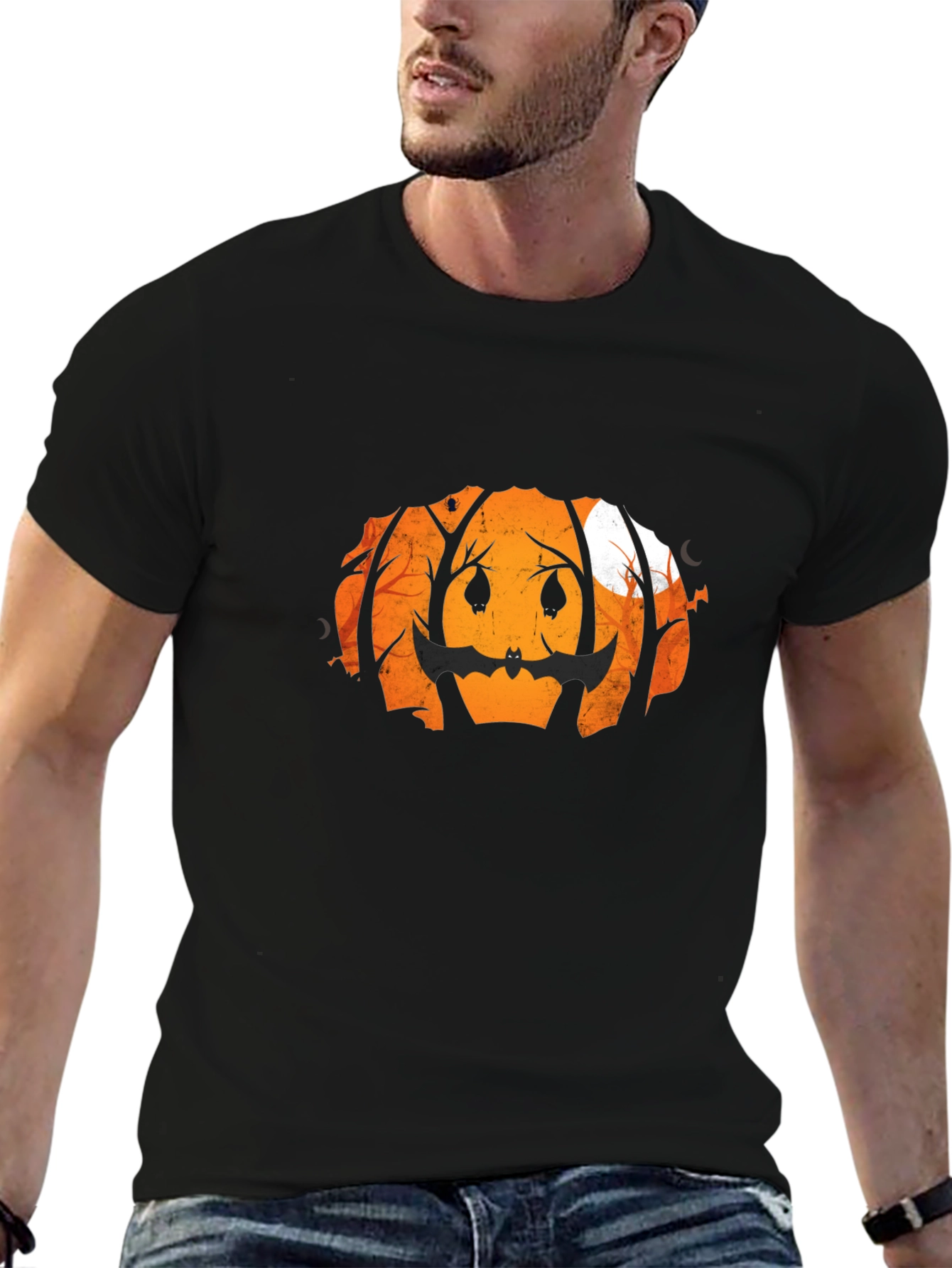 Halloween Pumpkin Bat Graphic Tee