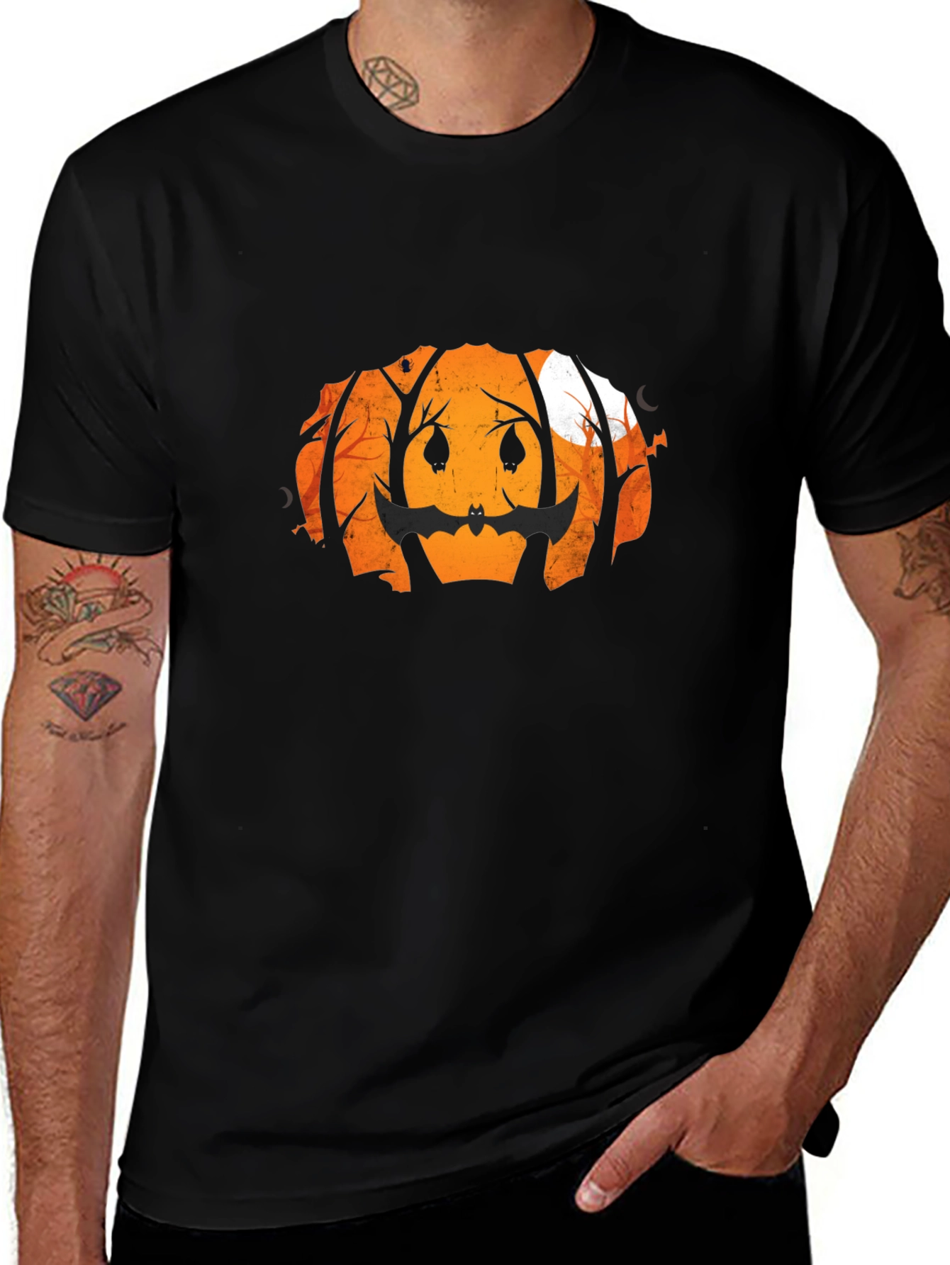 Halloween Pumpkin Bat Graphic Tee