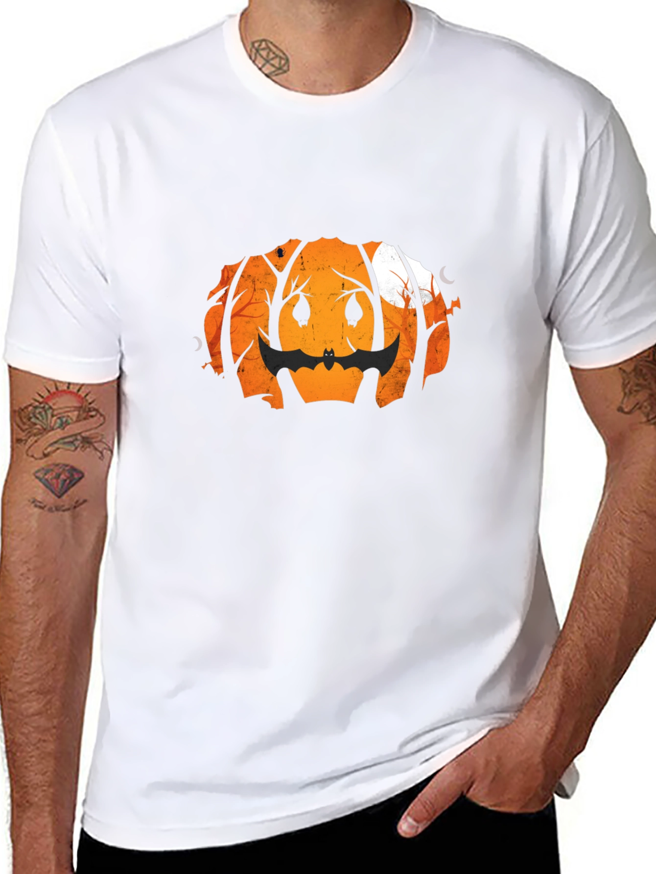 Halloween Pumpkin Bat Graphic Tee