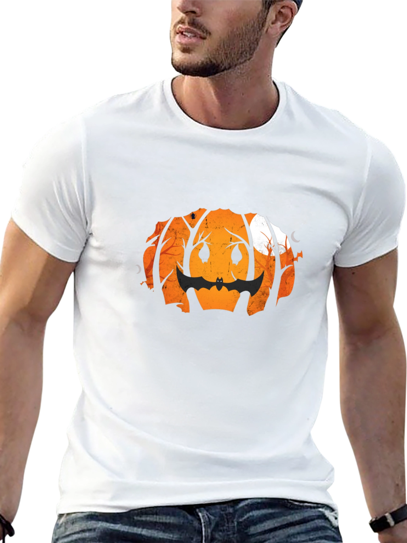 Halloween Pumpkin Bat Graphic Tee