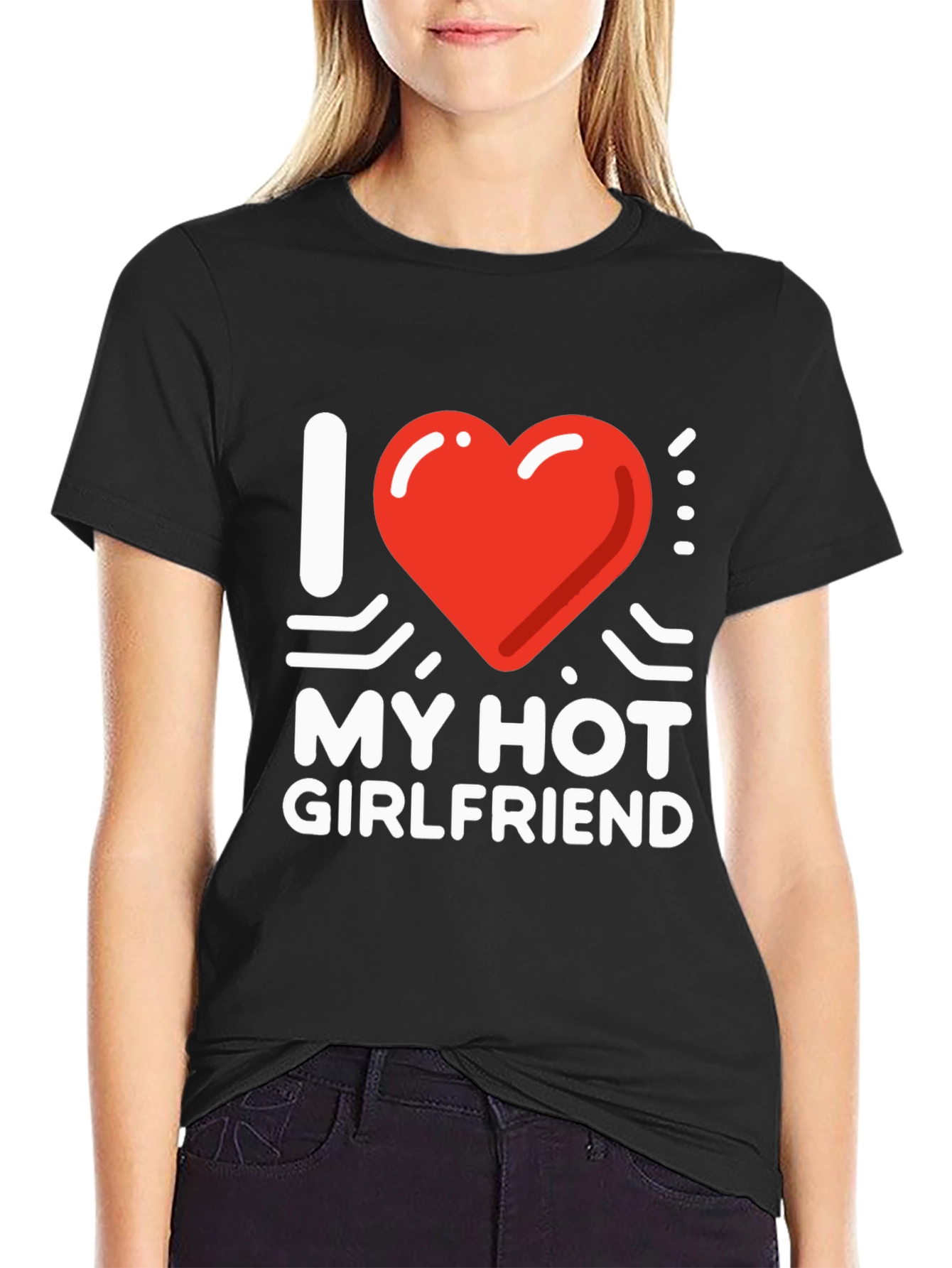 I Heart My Hot Girlfriend Graphic Tee - Black