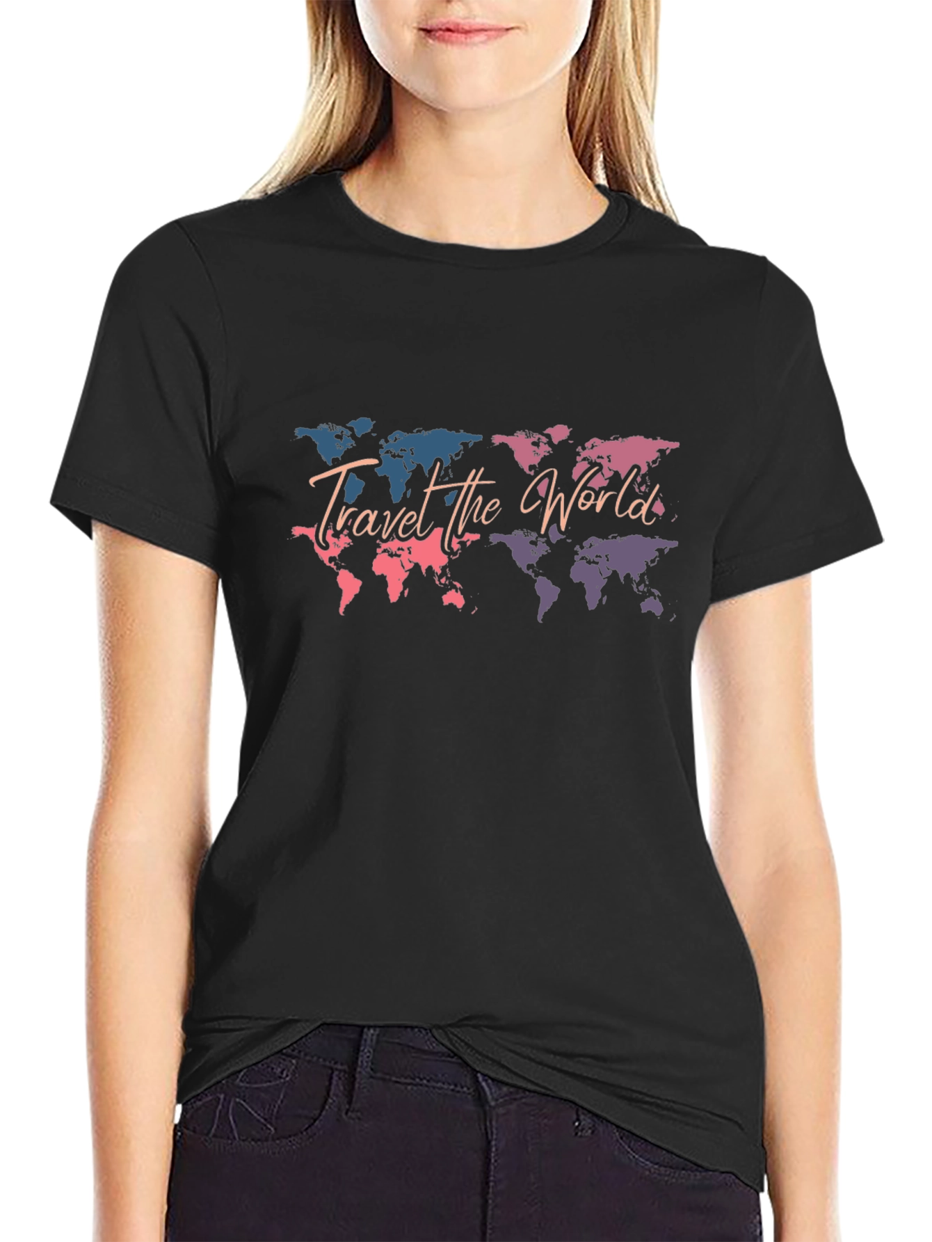 Travel the World Graphic Tee - Black