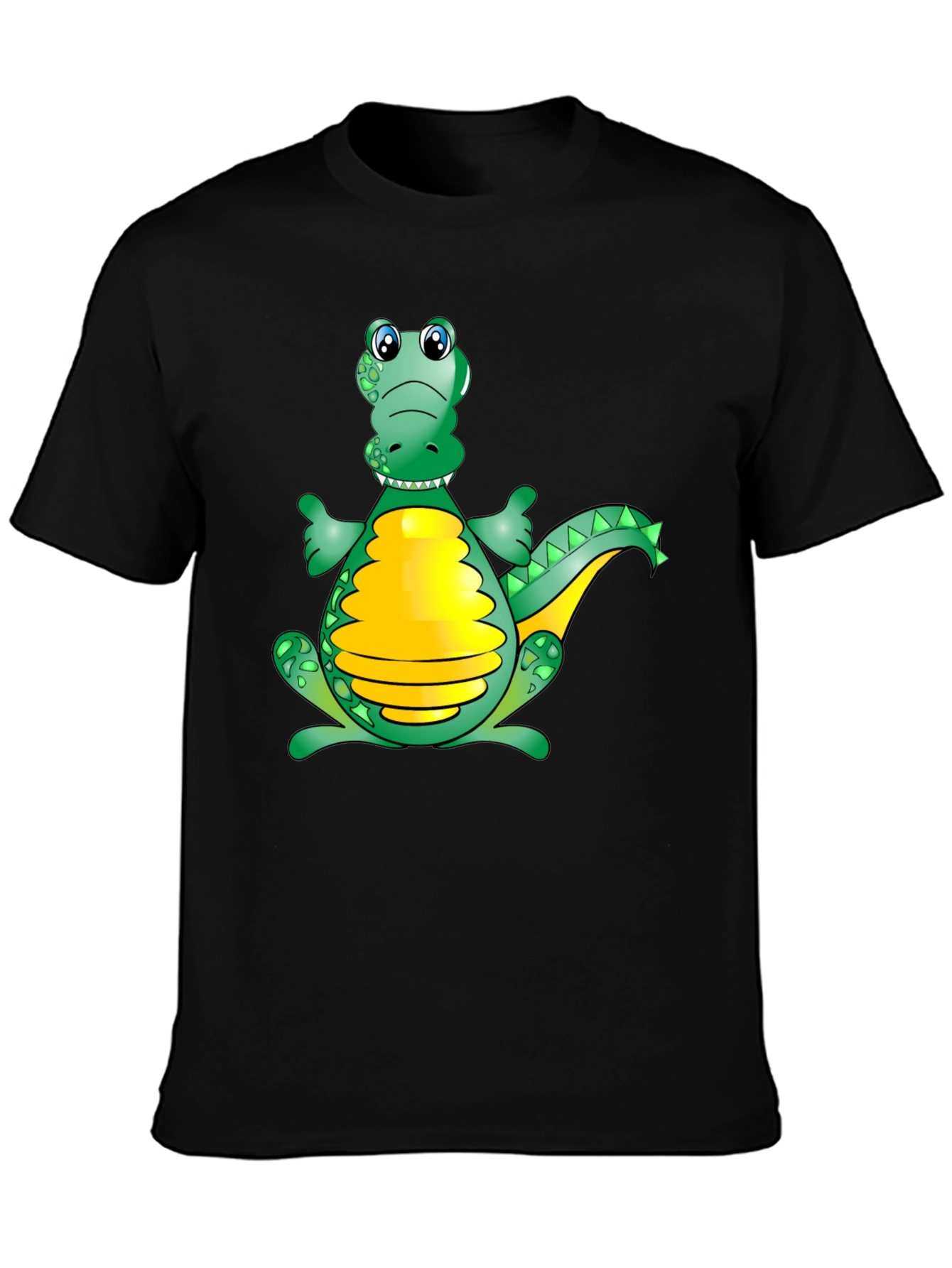 Cartoon Alligator Graphic Tee - Fun Black T-Shirt