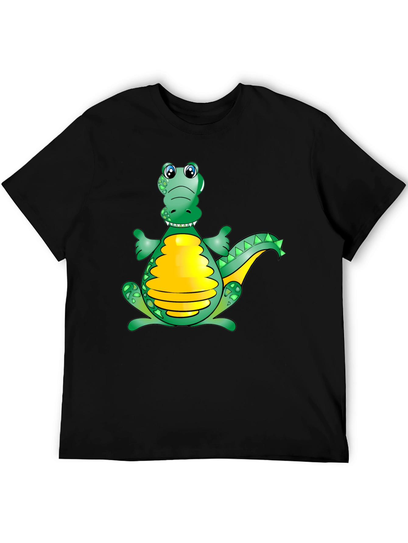 Cartoon Alligator Graphic Tee - Fun Black T-Shirt