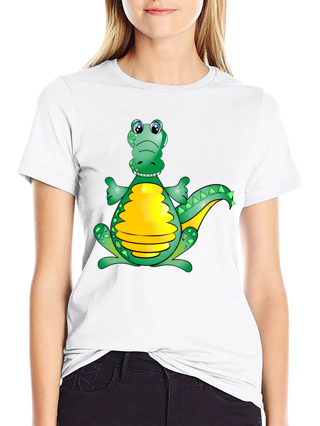 Cartoon Alligator Graphic Tee - Fun Black T-Shirt