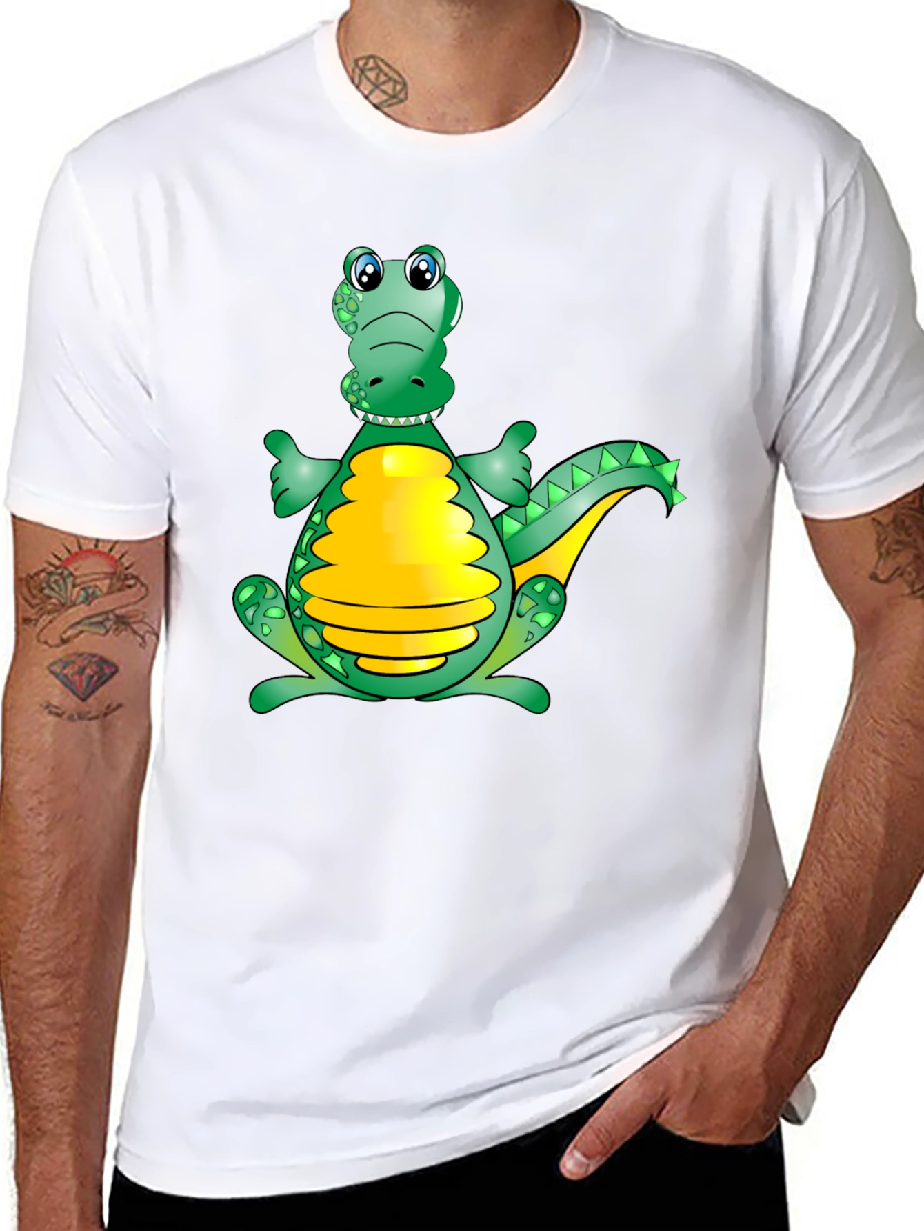 Cartoon Alligator Graphic Tee - Fun Black T-Shirt