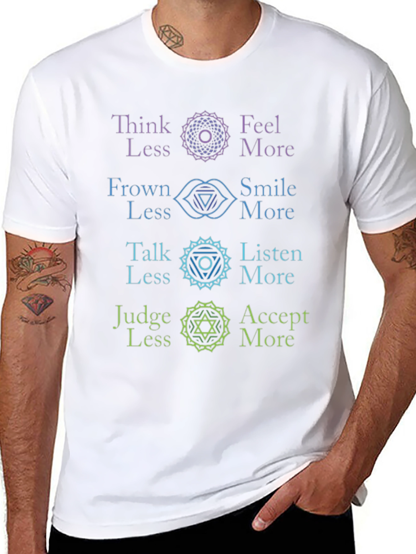 Chakra Alignment T-Shirt: Think Feel Talk Judge
