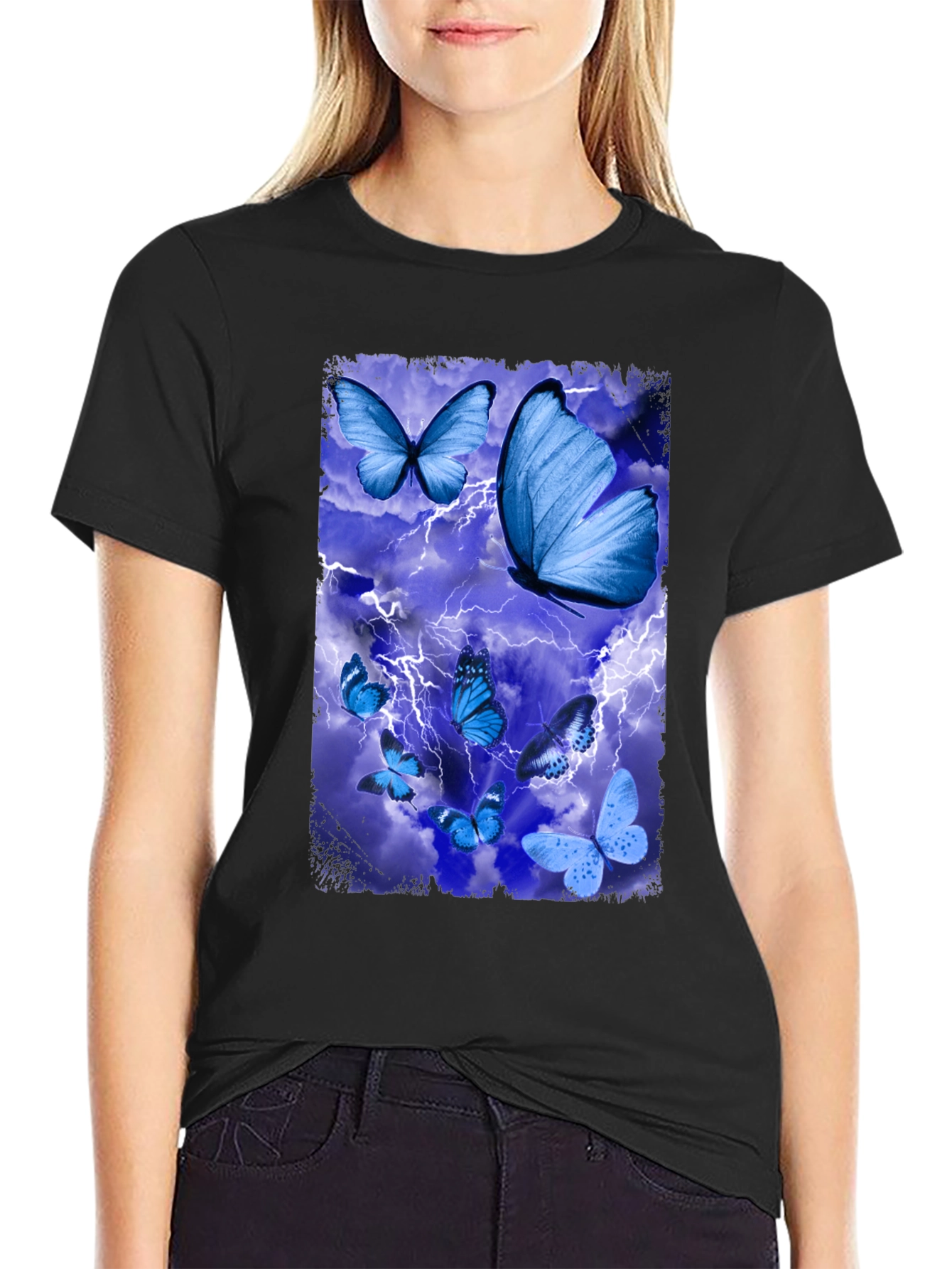 Butterfly Lightning Graphic Tee - Mens Black T-Shirt