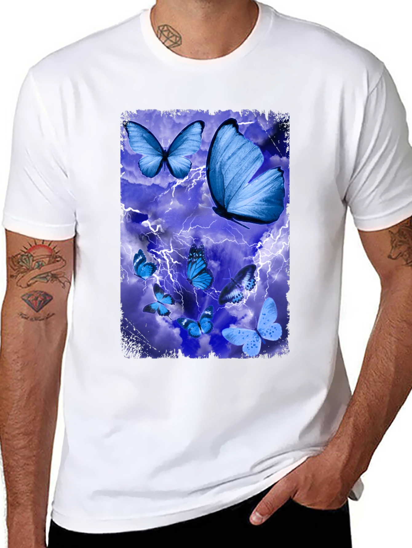 Butterfly Lightning Graphic Tee - Mens Black T-Shirt