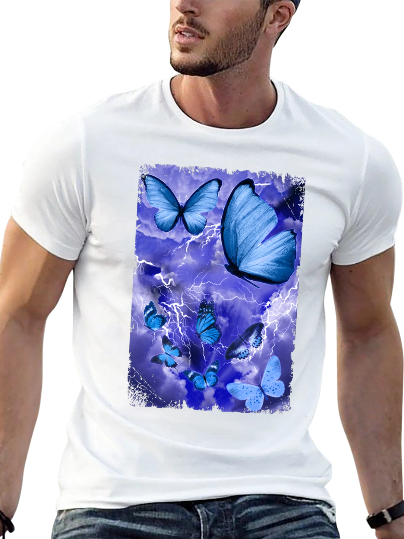 Butterfly Lightning Graphic Tee - Mens Black T-Shirt