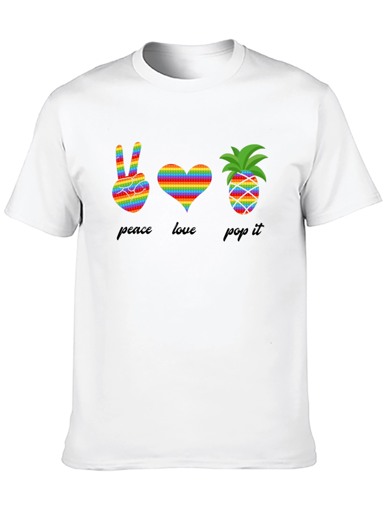 Peace Love Pop It T-Shirt Rainbow Design