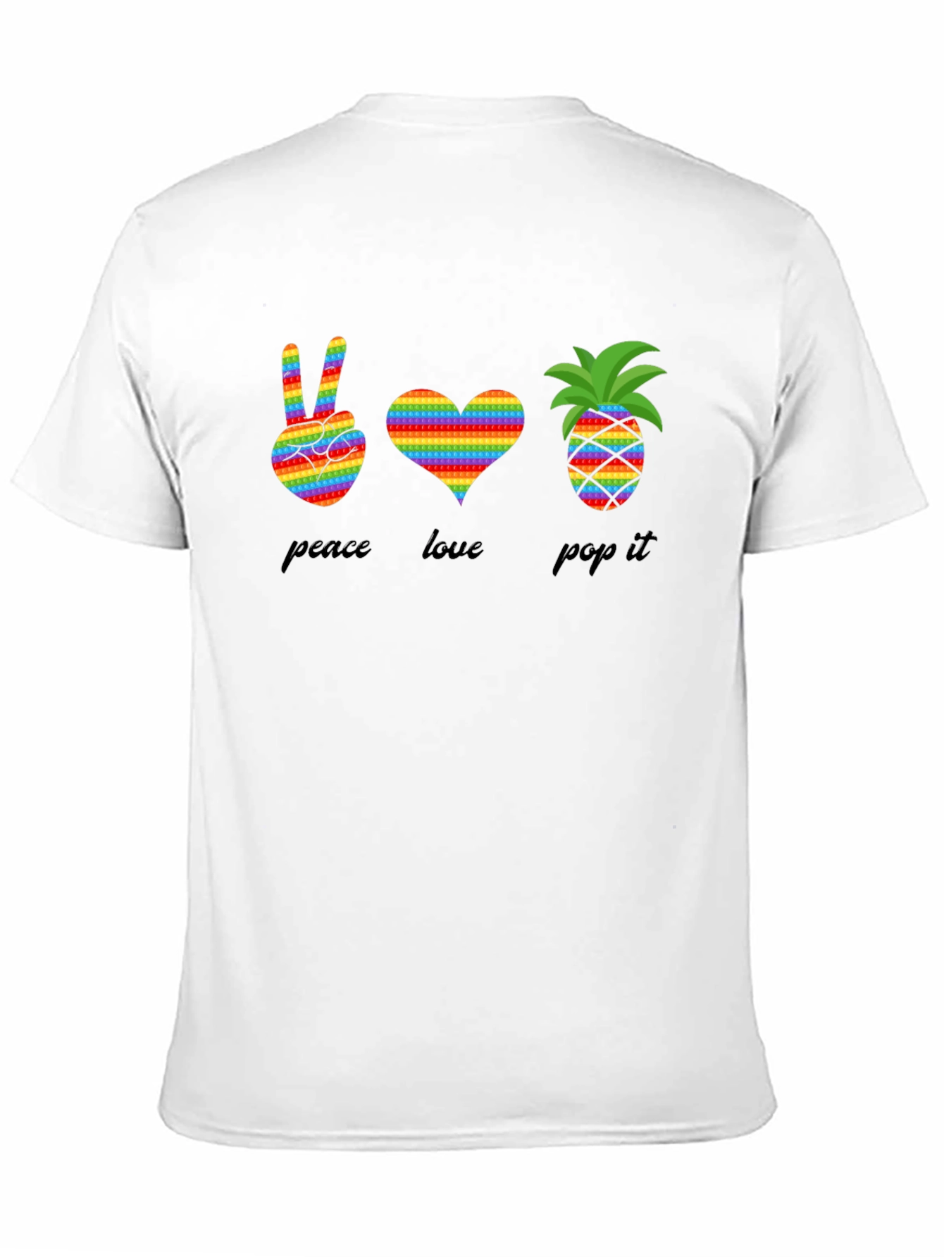 Peace Love Pop It T-Shirt Rainbow Design