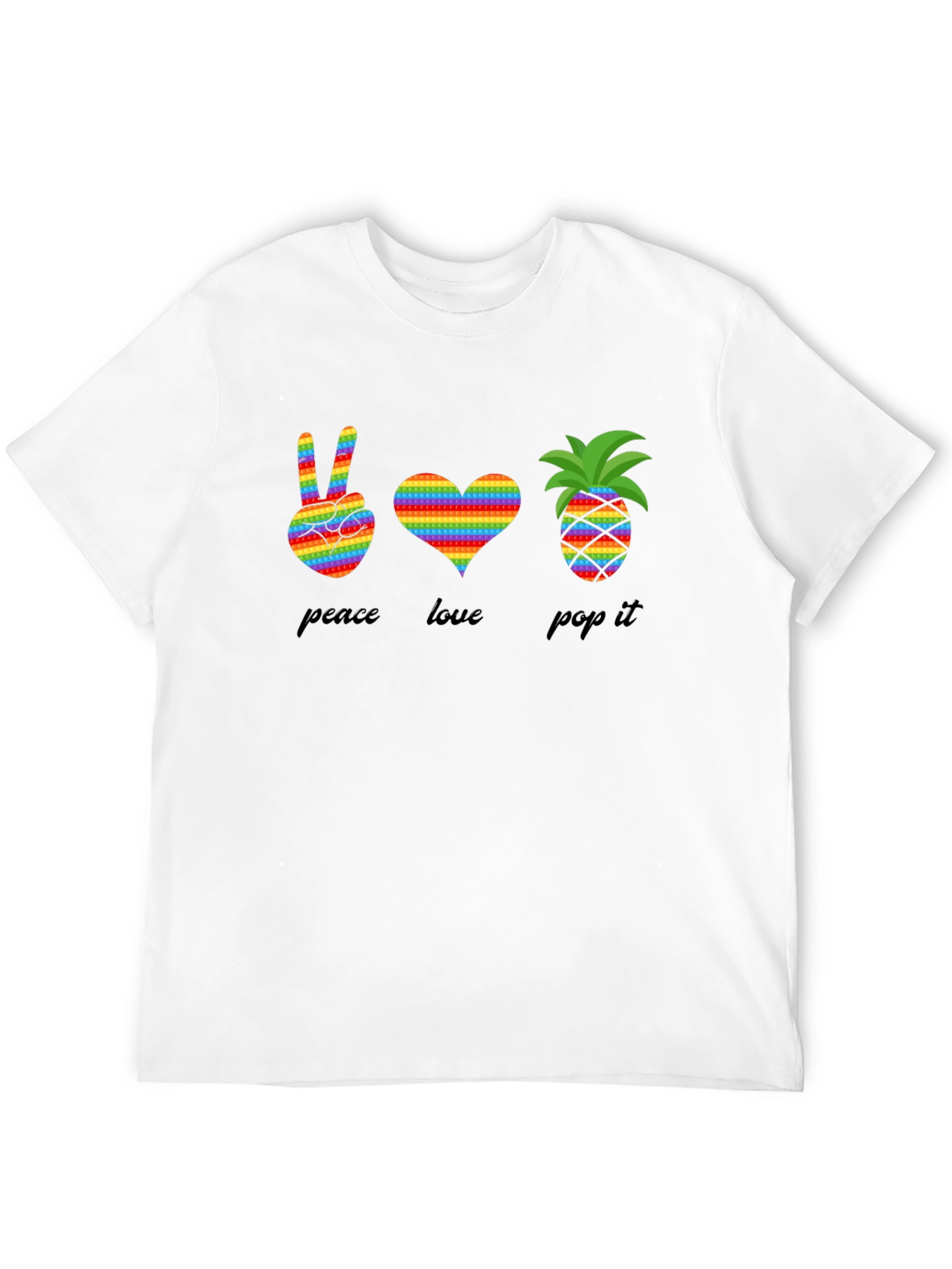 Peace Love Pop It T-Shirt Rainbow Design