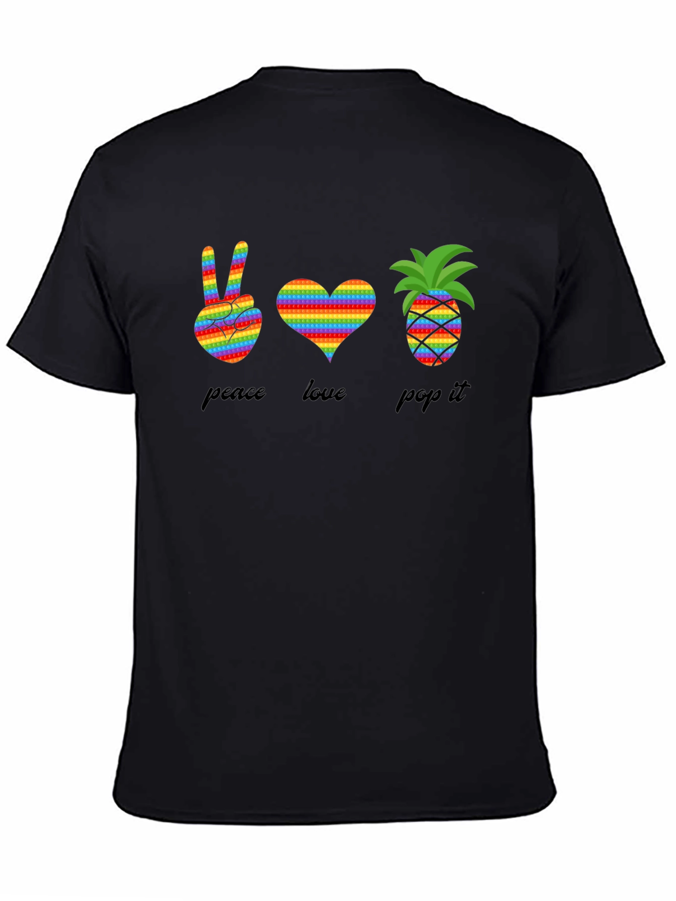 Peace Love Pop It T-Shirt Rainbow Design