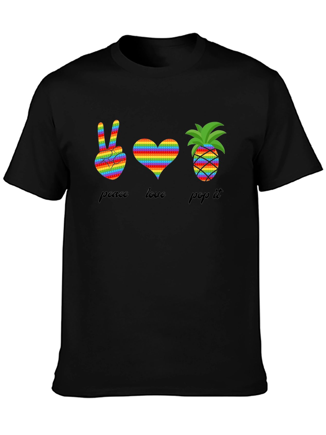 Peace Love Pop It T-Shirt Rainbow Design