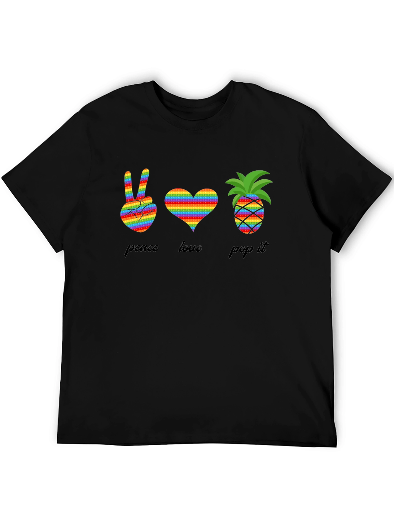 Peace Love Pop It T-Shirt Rainbow Design