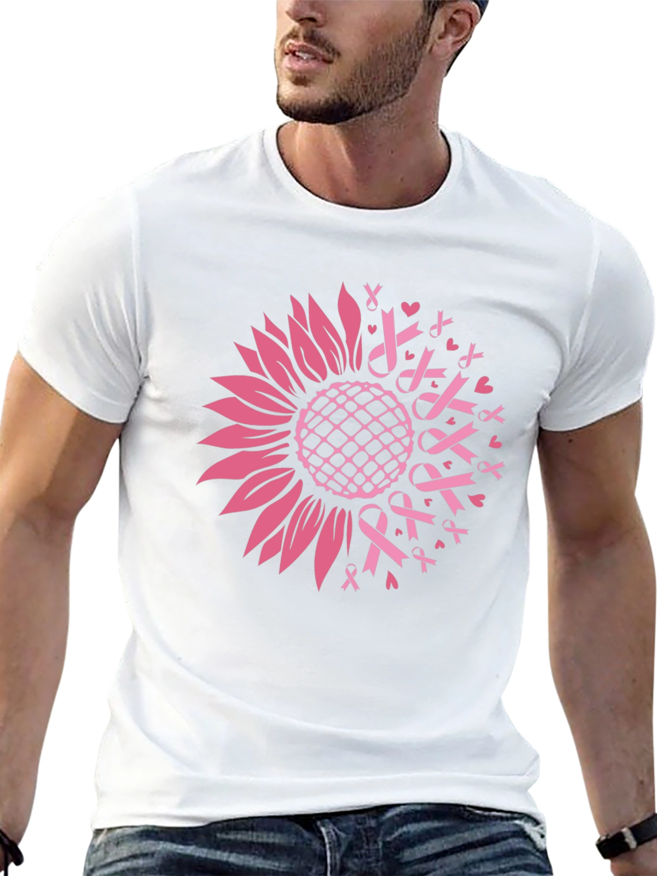 Sunflower Ribbon T-Shirt - Breast Cancer Awareness