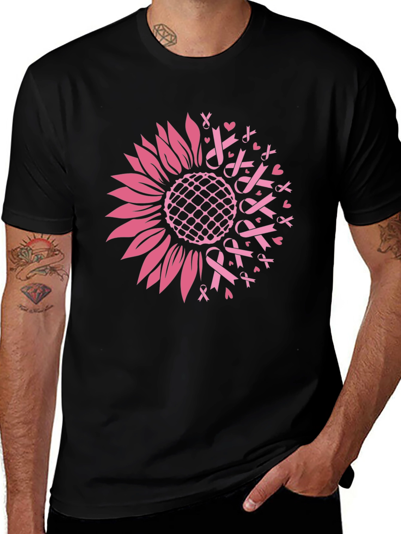 Sunflower Ribbon T-Shirt - Breast Cancer Awareness