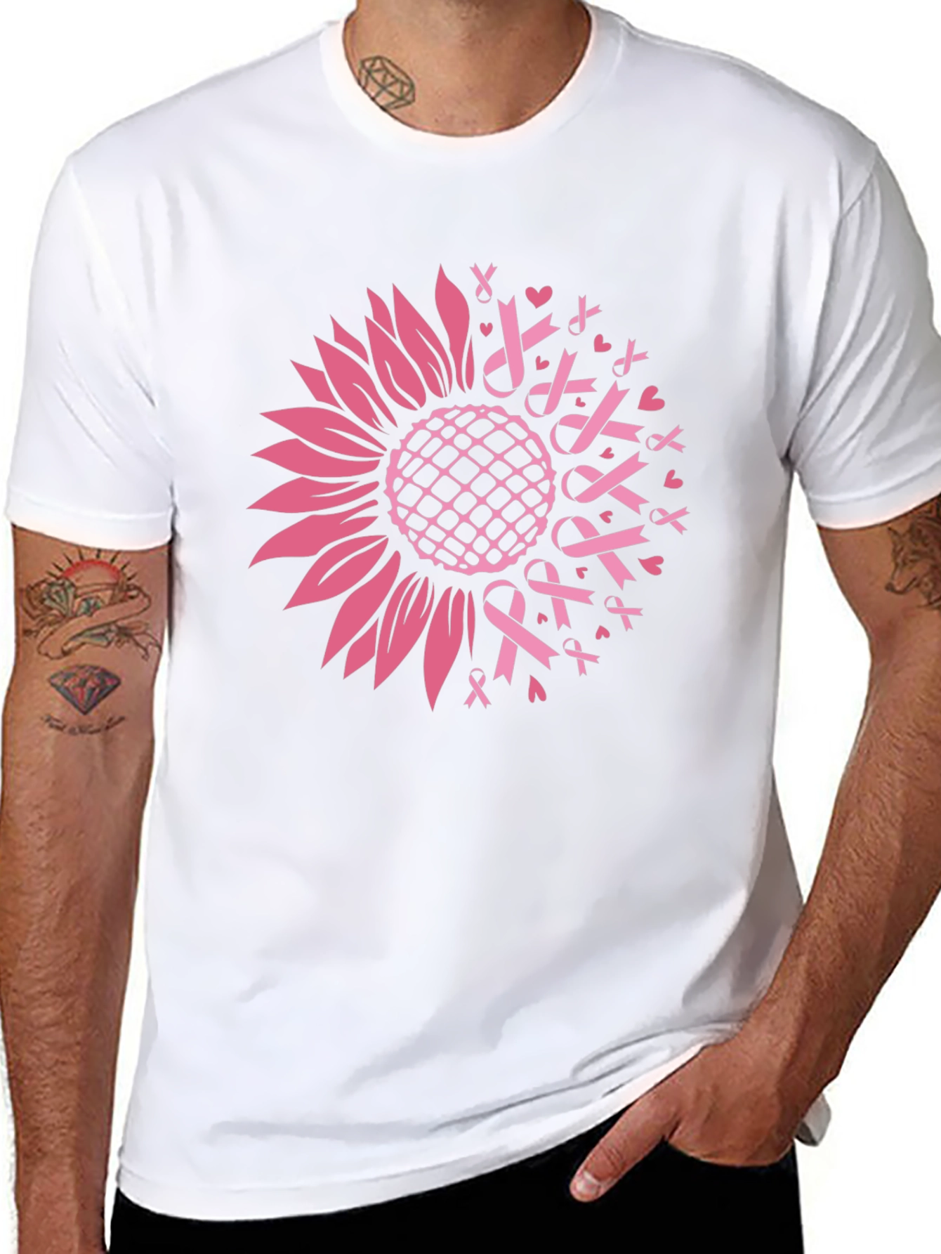 Sunflower Ribbon T-Shirt - Breast Cancer Awareness