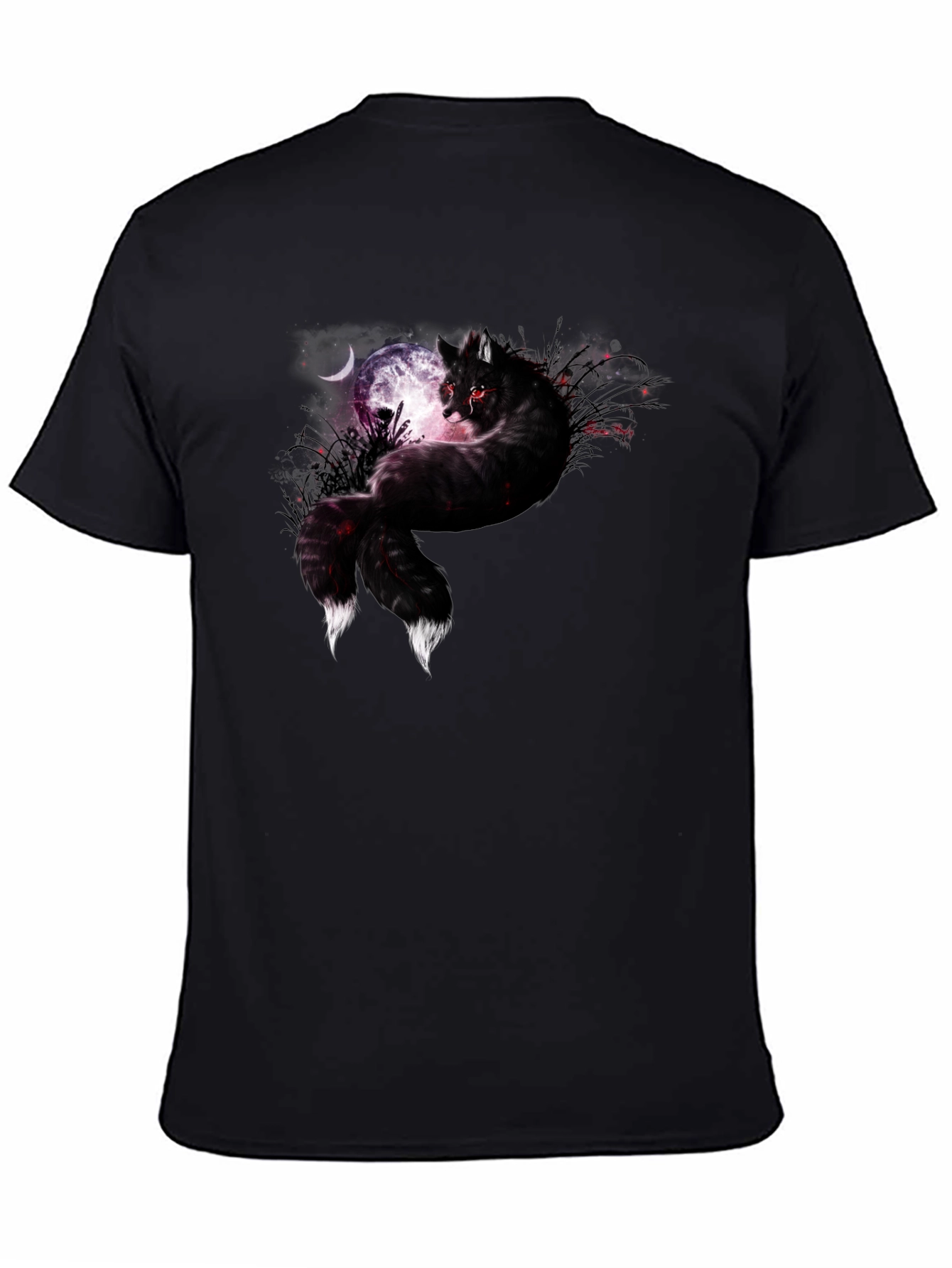 Mystic Night Wolf Graphic Tee - Black