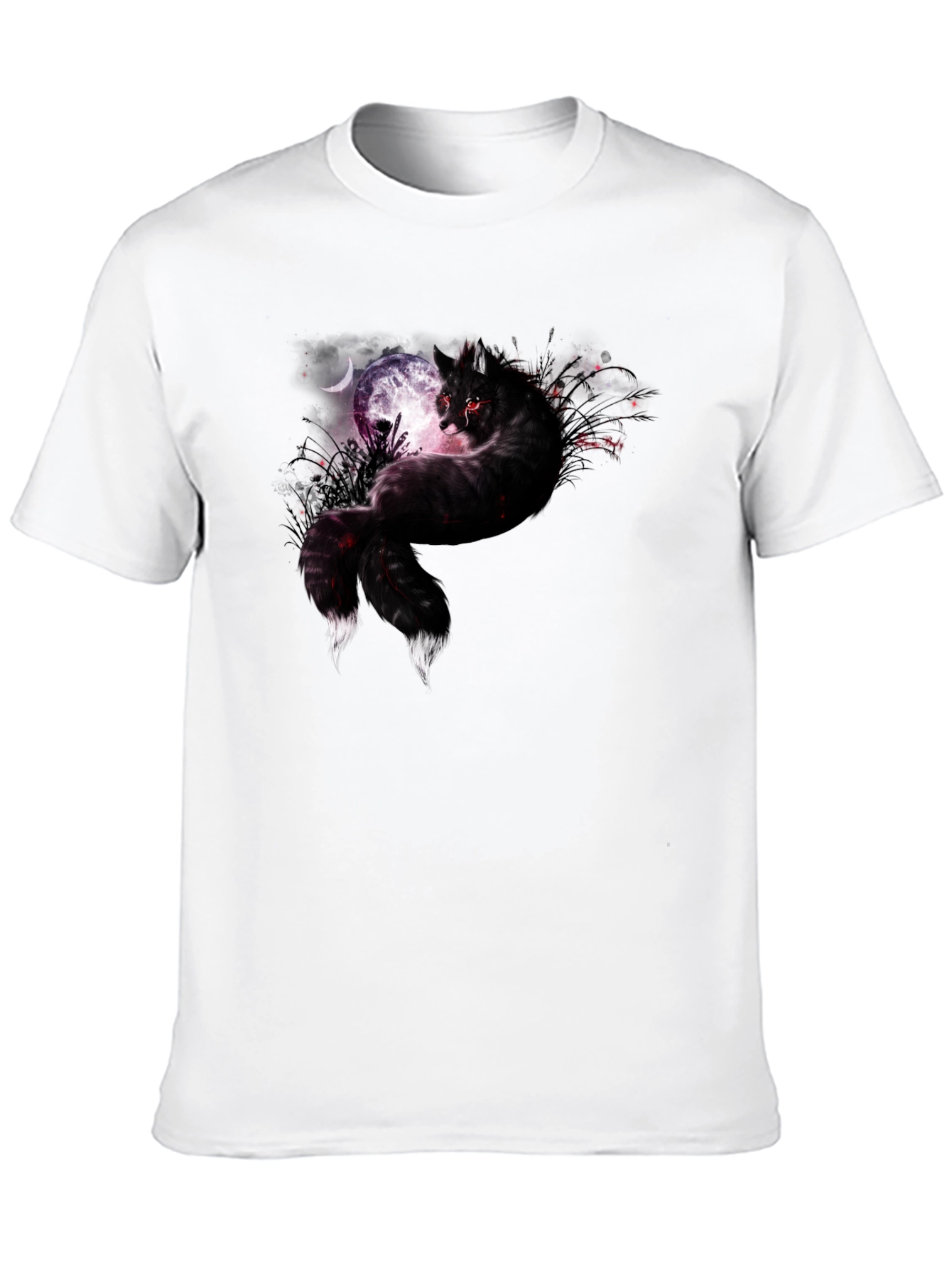 Mystic Night Wolf Graphic Tee - Black
