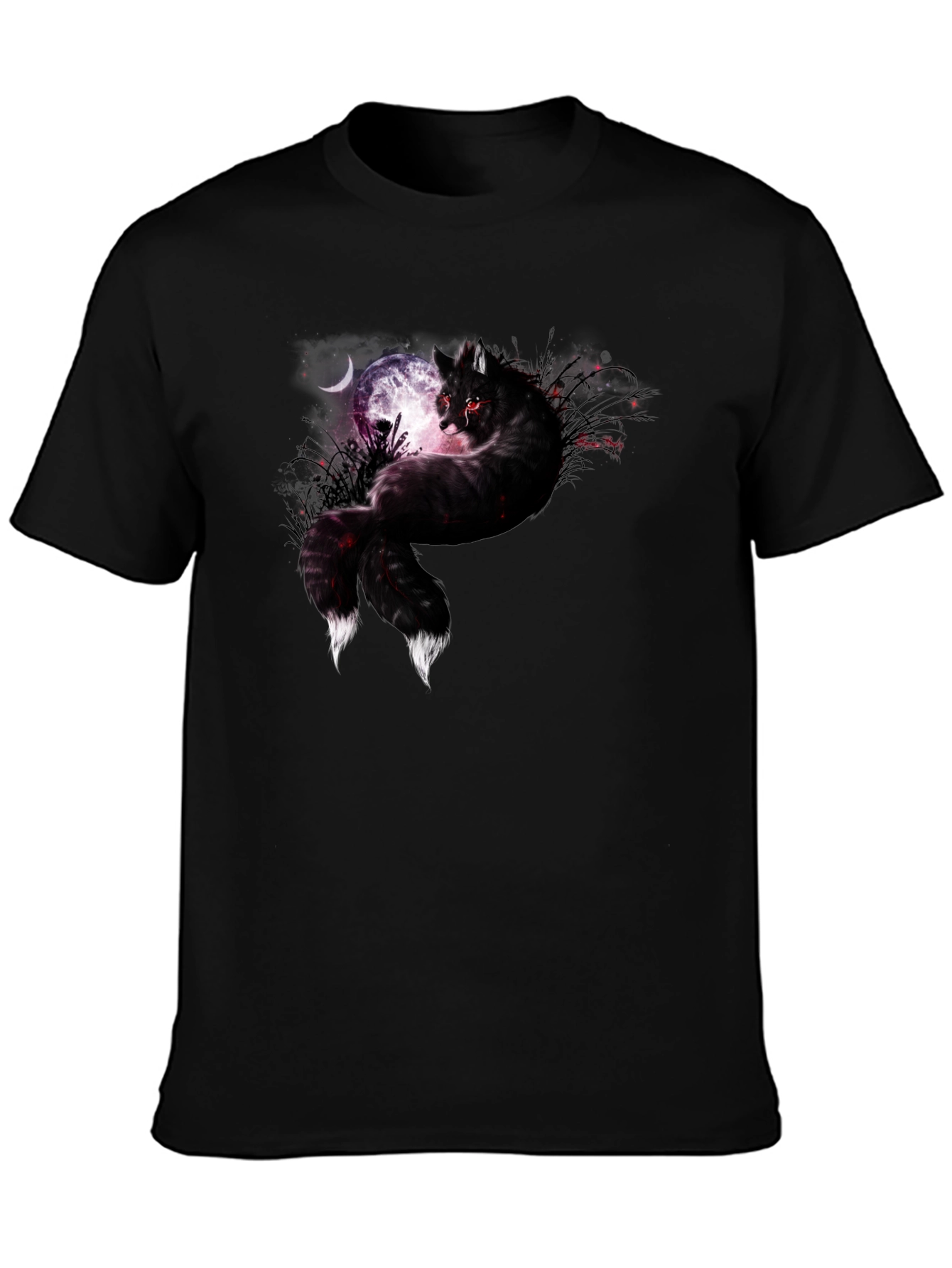 Mystic Night Wolf Graphic Tee - Black