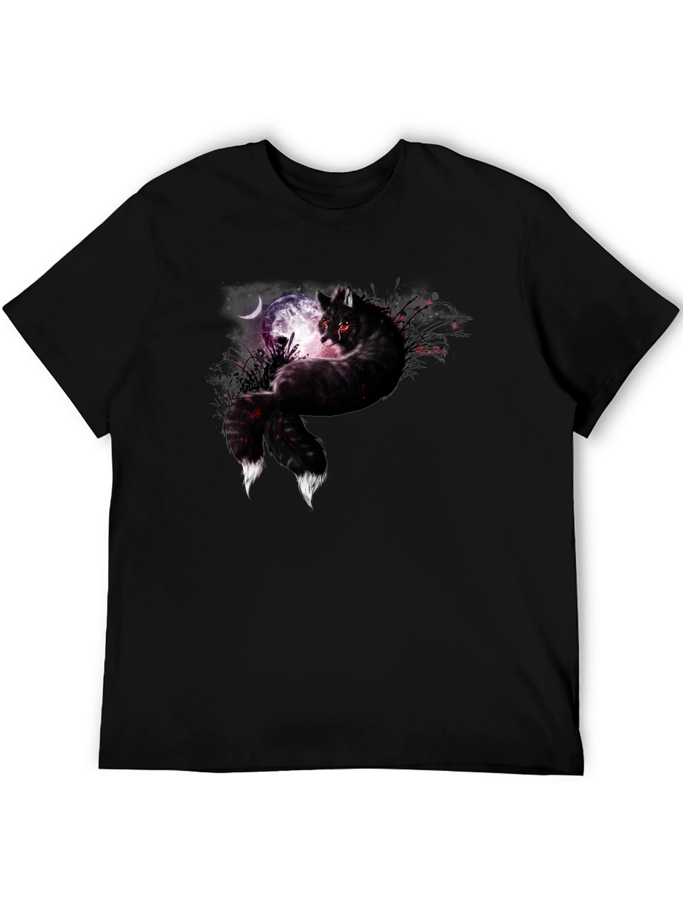 Mystic Night Wolf Graphic Tee - Black