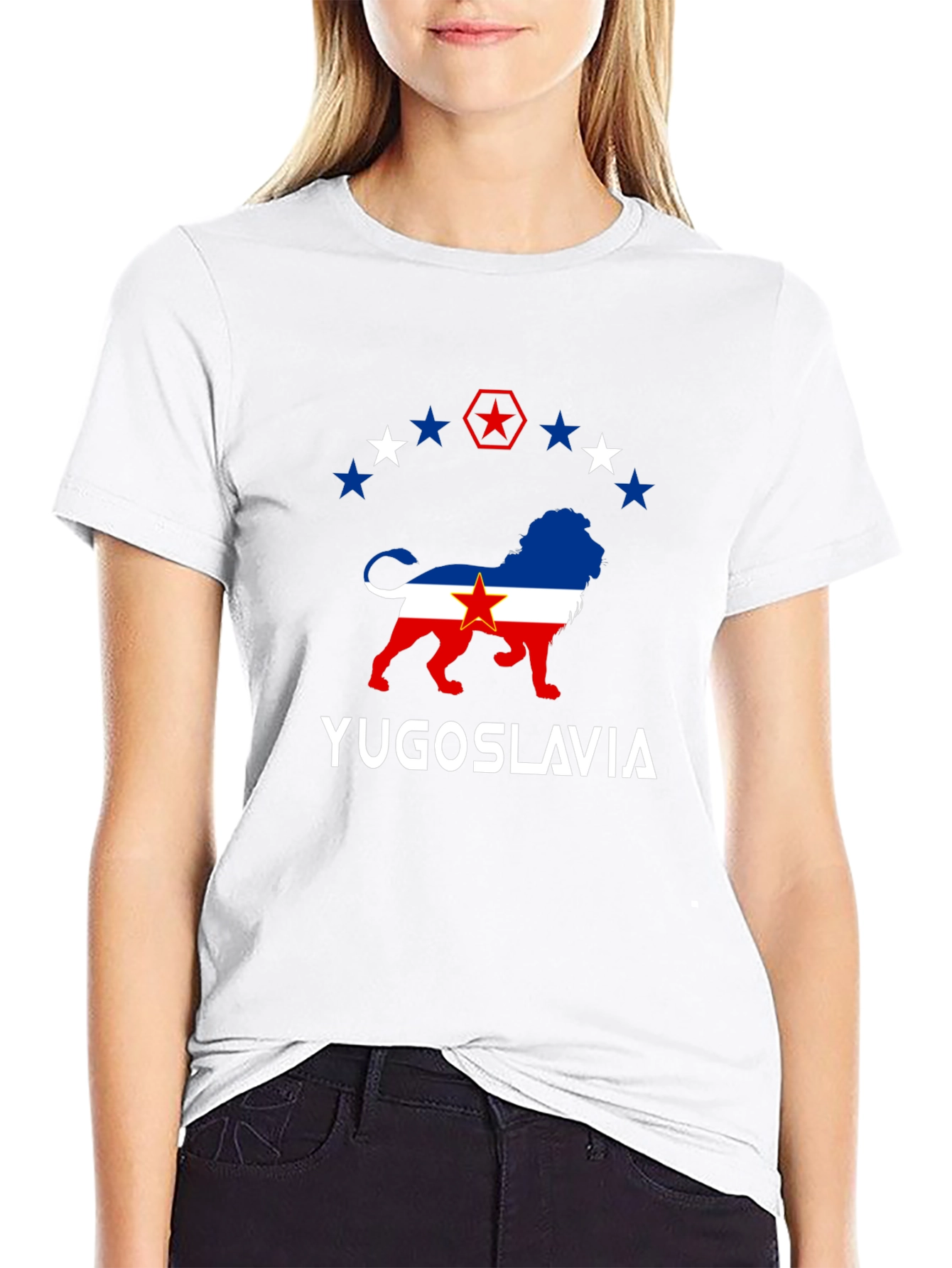 Yugoslavia Lion Graphic Print Black T-Shirt