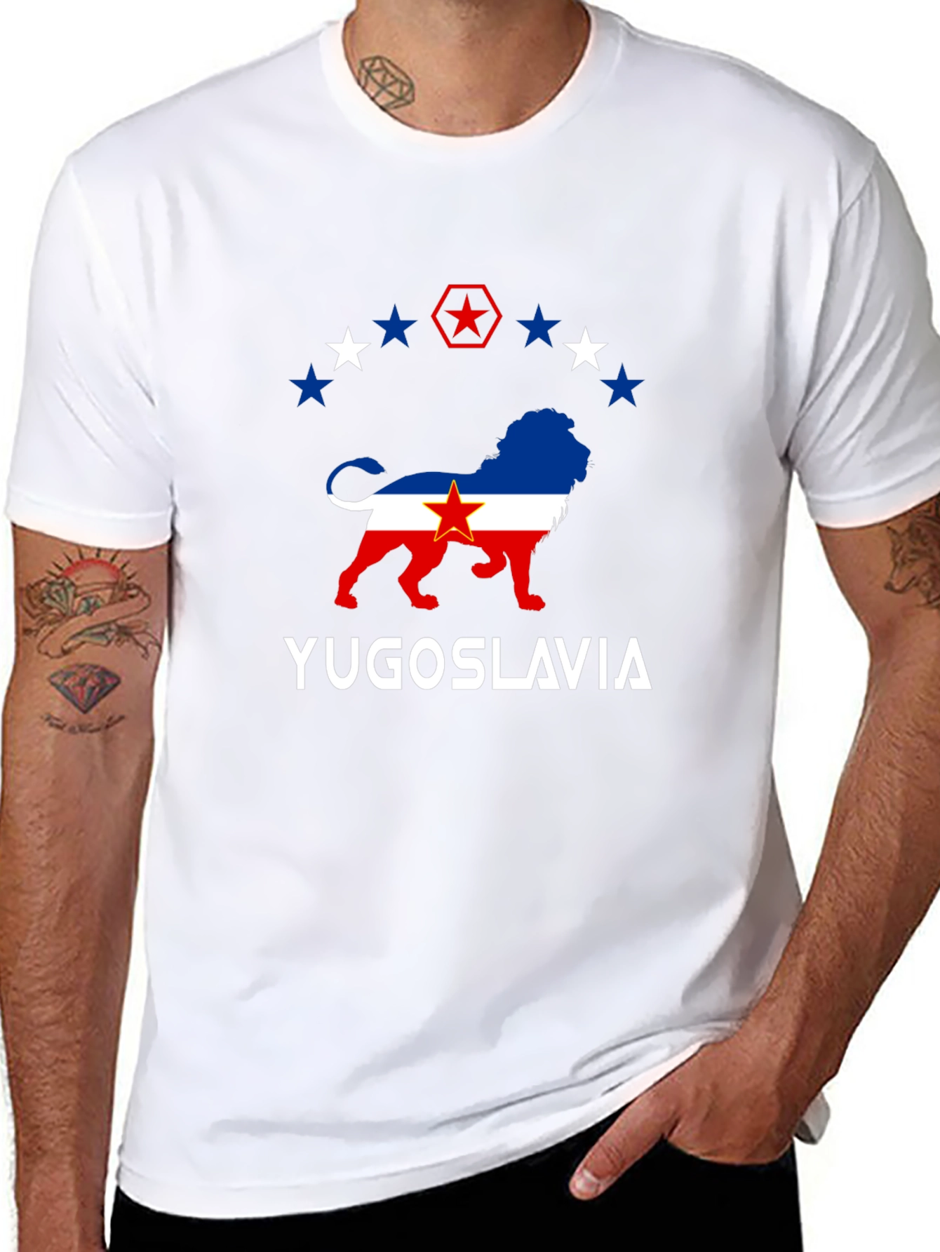 Yugoslavia Lion Graphic Print Black T-Shirt
