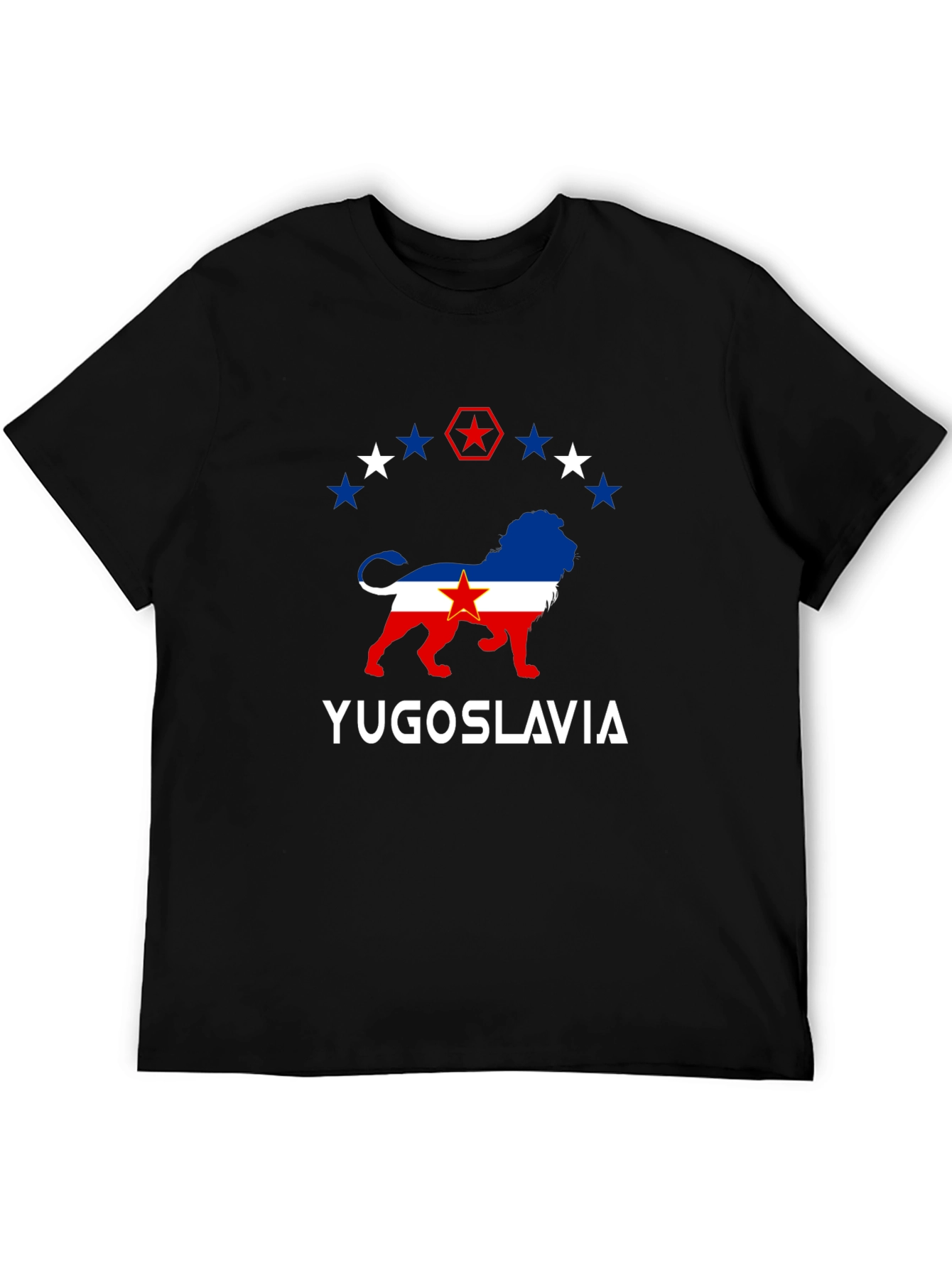 Yugoslavia Lion Graphic Print Black T-Shirt