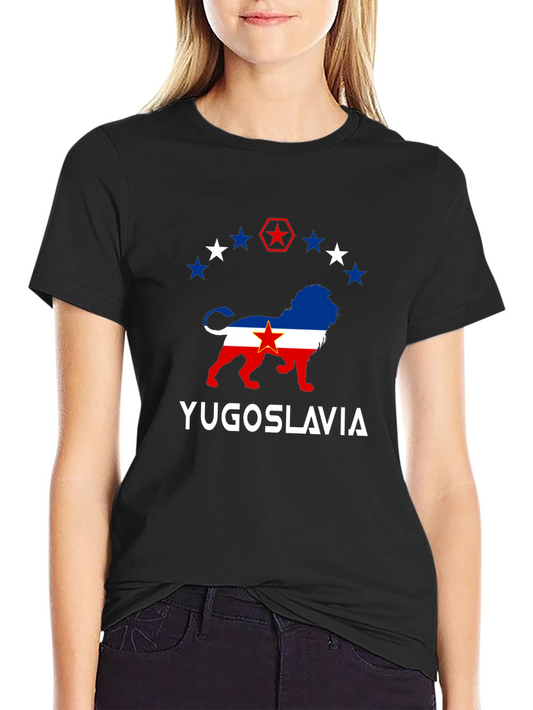 Yugoslavia Lion Graphic Print Black T-Shirt