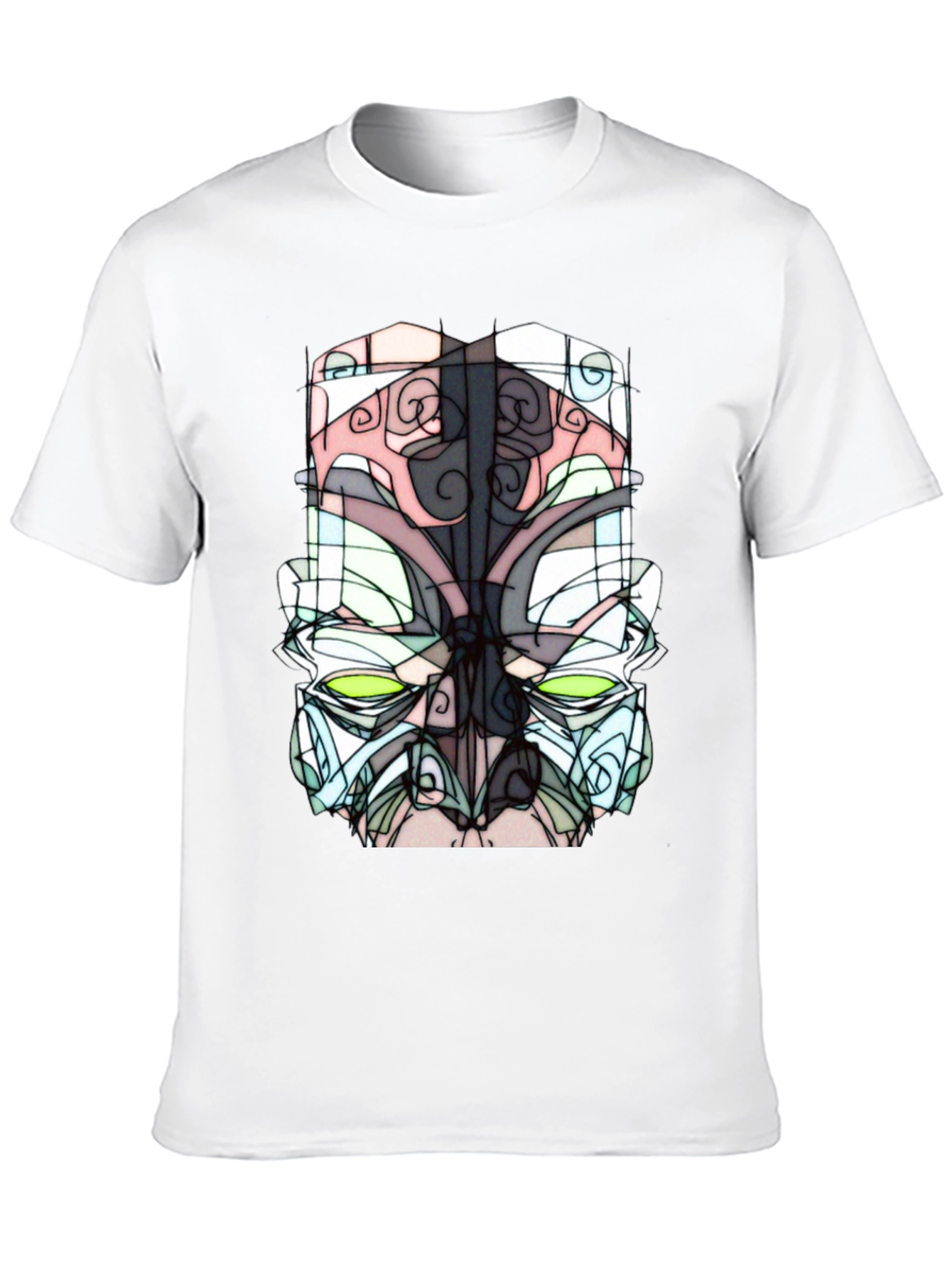 Abstract Mask Graphic Tee - Unique Design T-Shirt