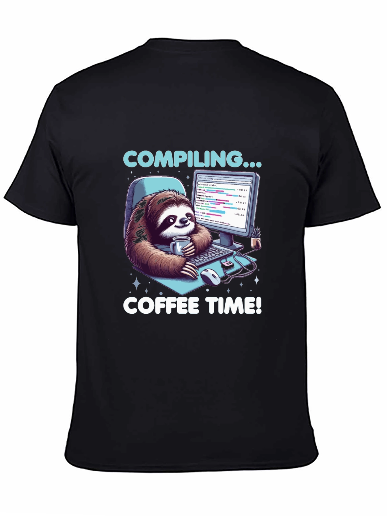 Compiling Coffee Time T-Shirt - Programmer Sloth