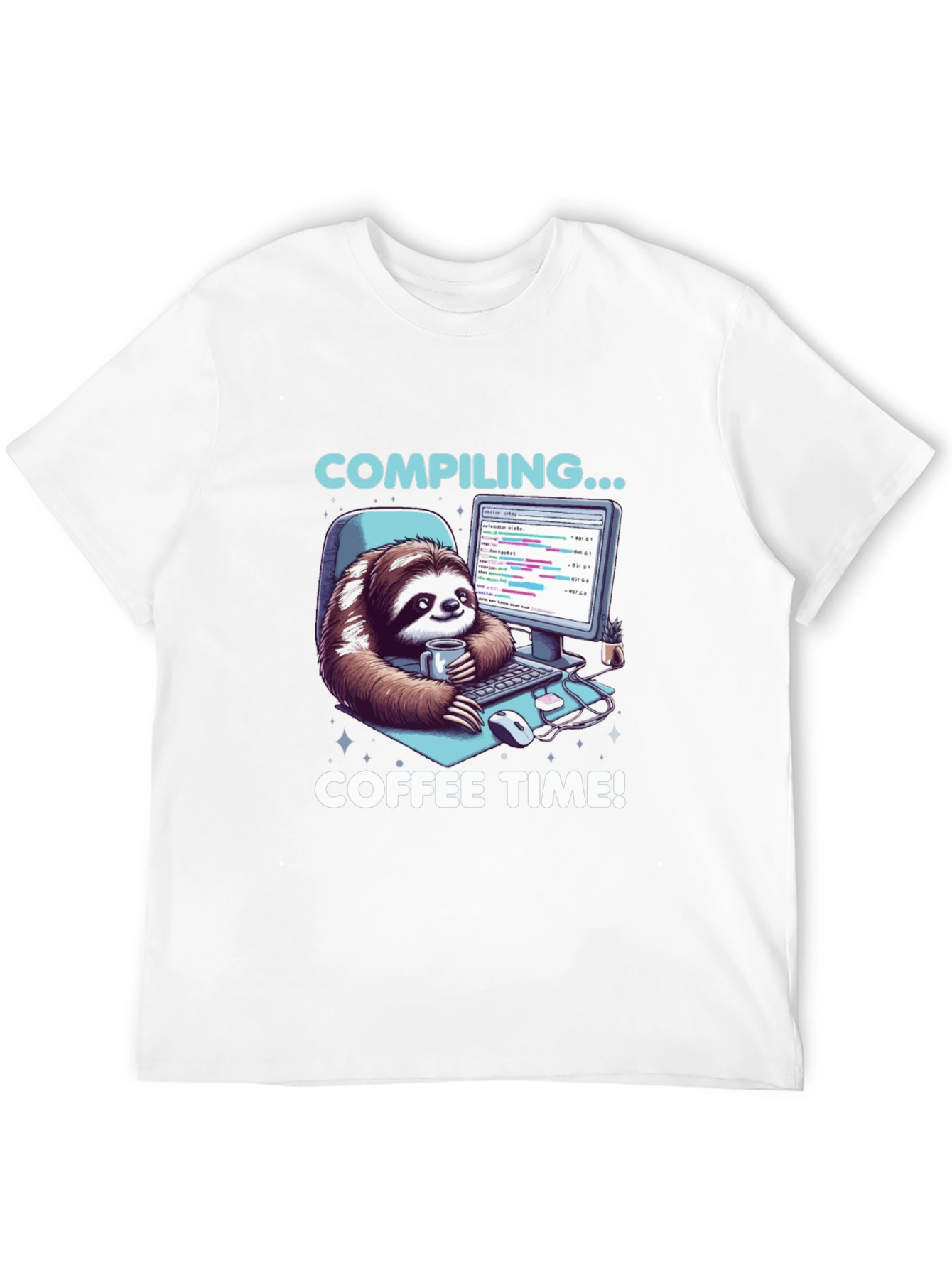 Compiling Coffee Time T-Shirt - Programmer Sloth