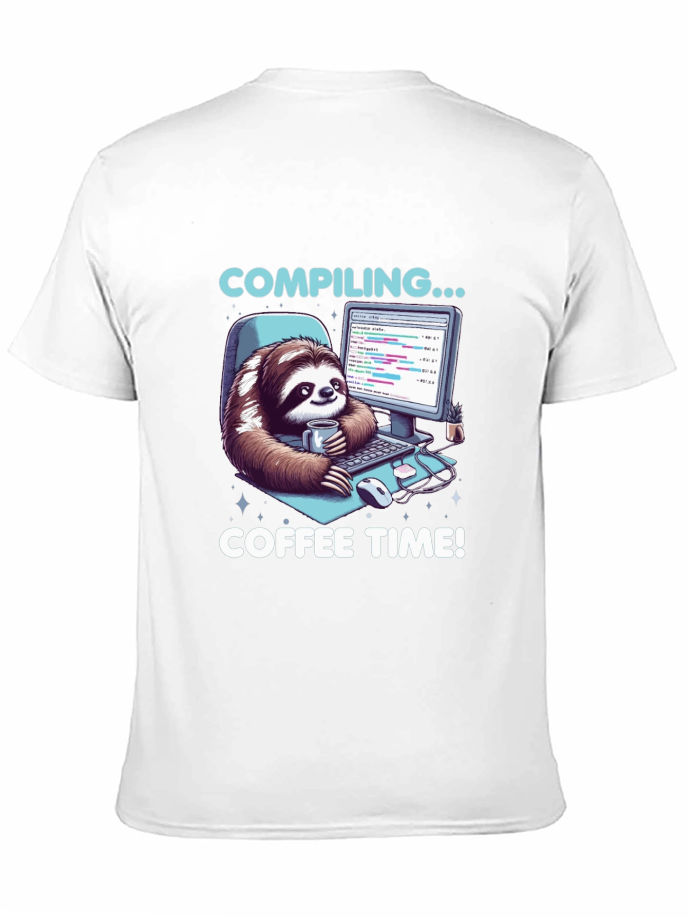 Compiling Coffee Time T-Shirt - Programmer Sloth